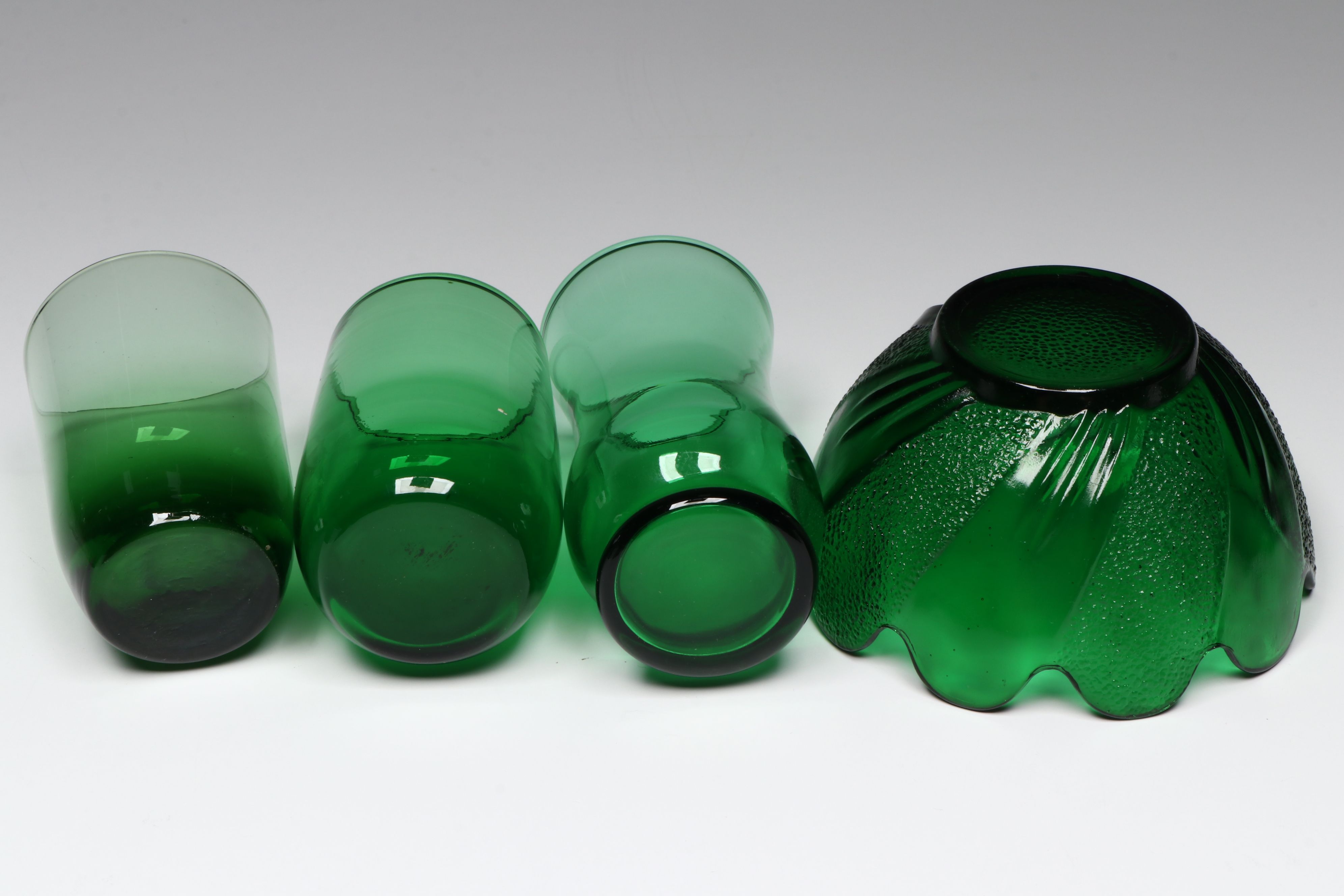 Anchor Hocking "Milano" and Other Pitchers with Vereco Bowl, More Green Glass