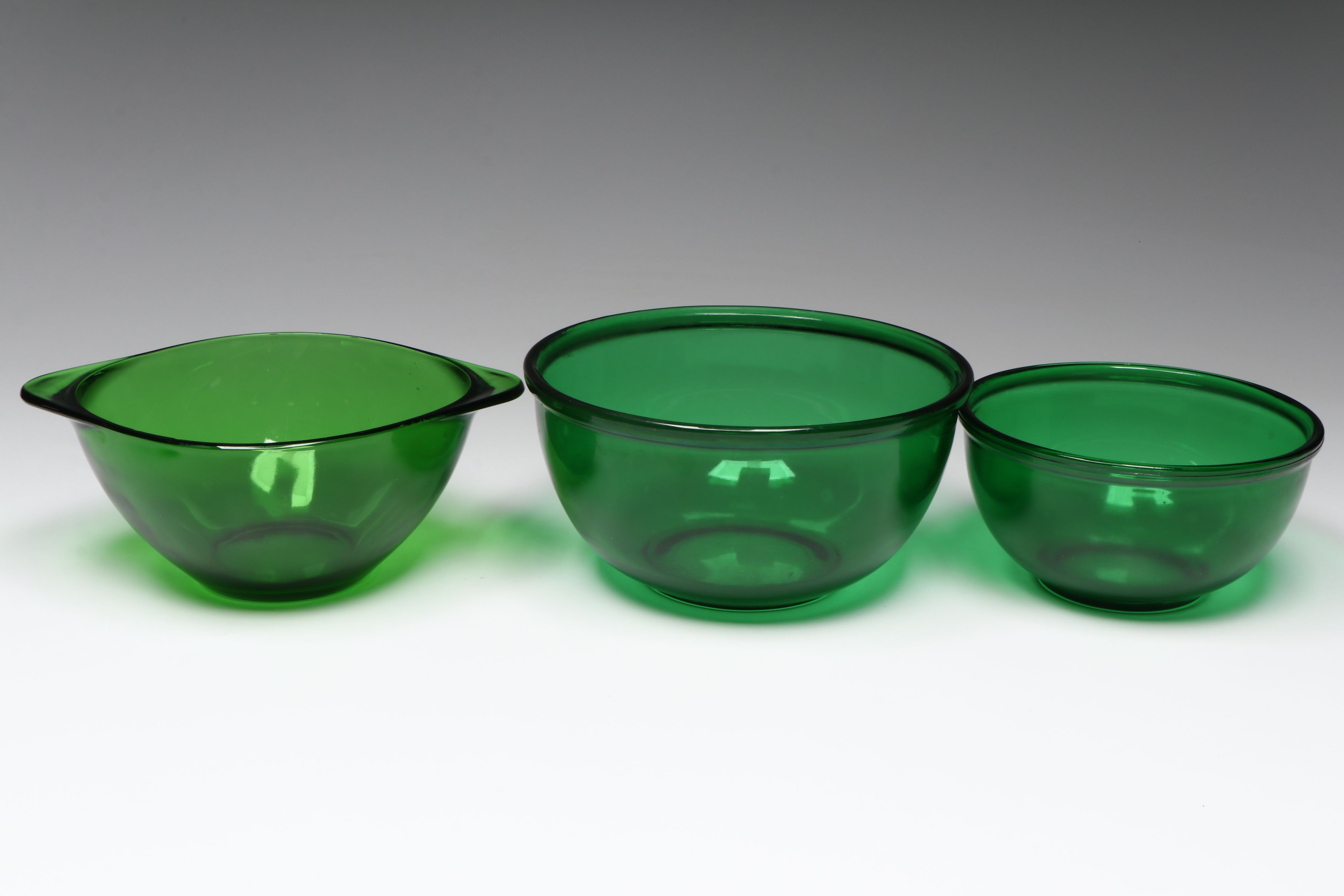 Anchor Hocking "Milano" and Other Pitchers with Vereco Bowl, More Green Glass
