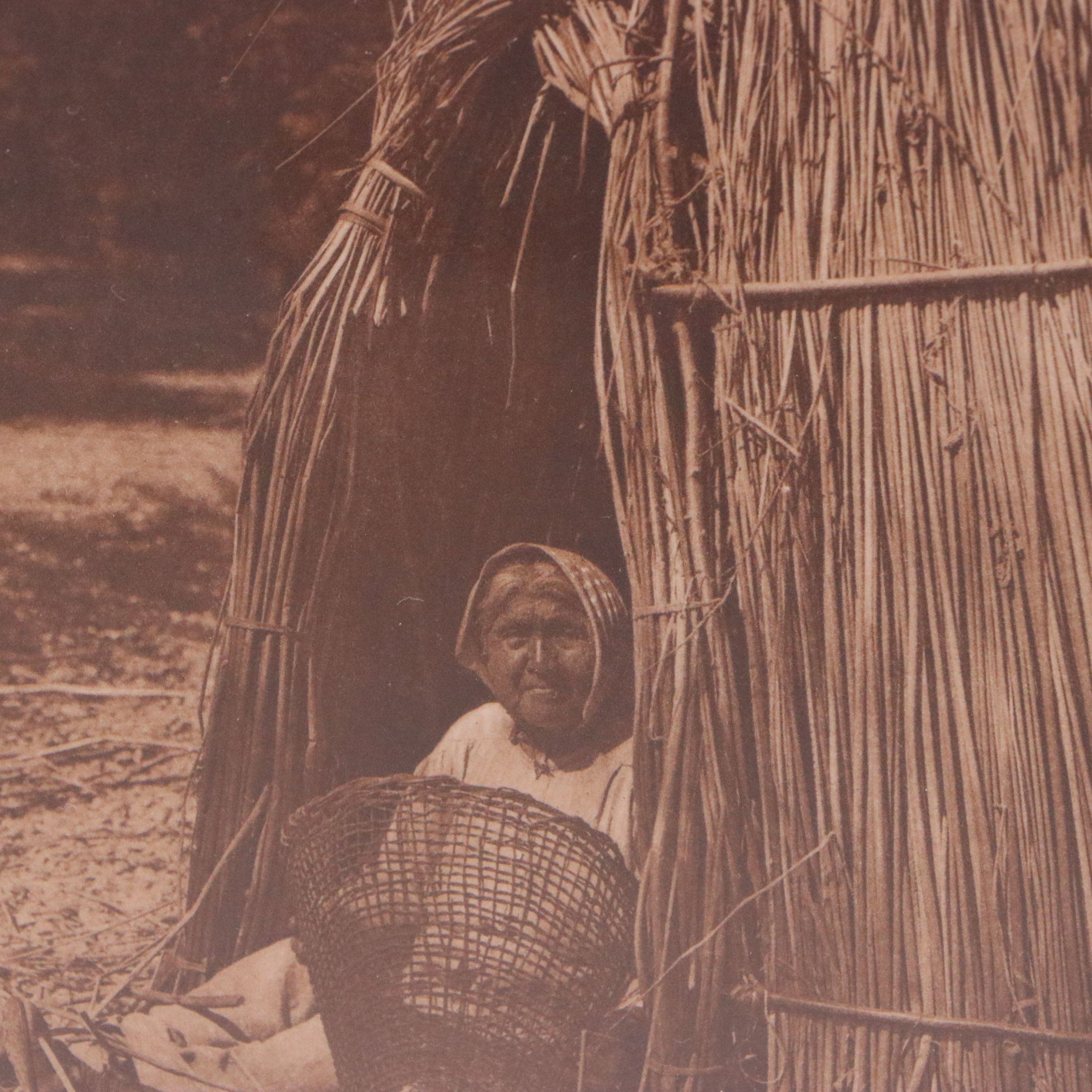 Photogravure After Edward Curtis "Construction of a Tule Shelter," Circa 1924