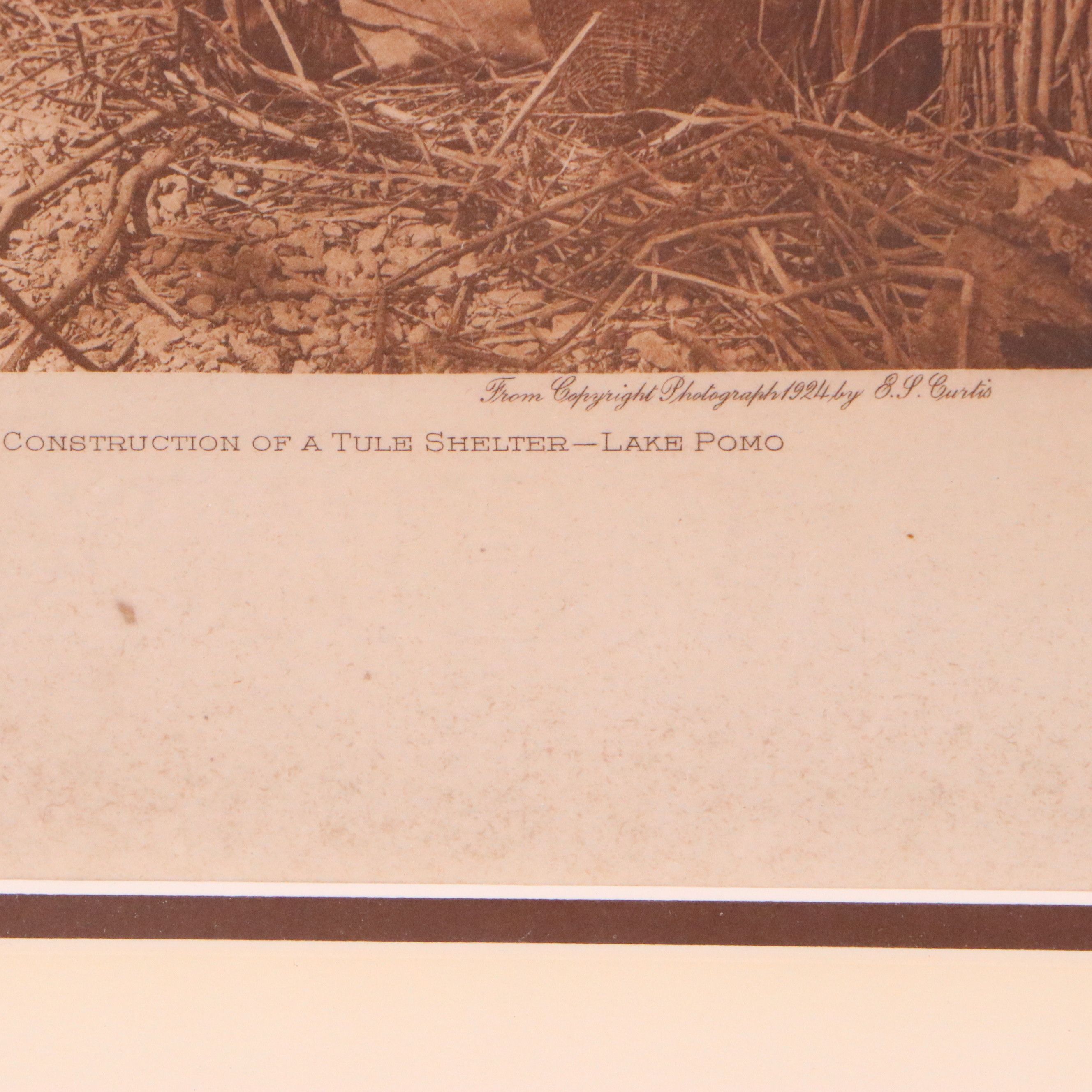 Photogravure After Edward Curtis "Construction of a Tule Shelter," Circa 1924