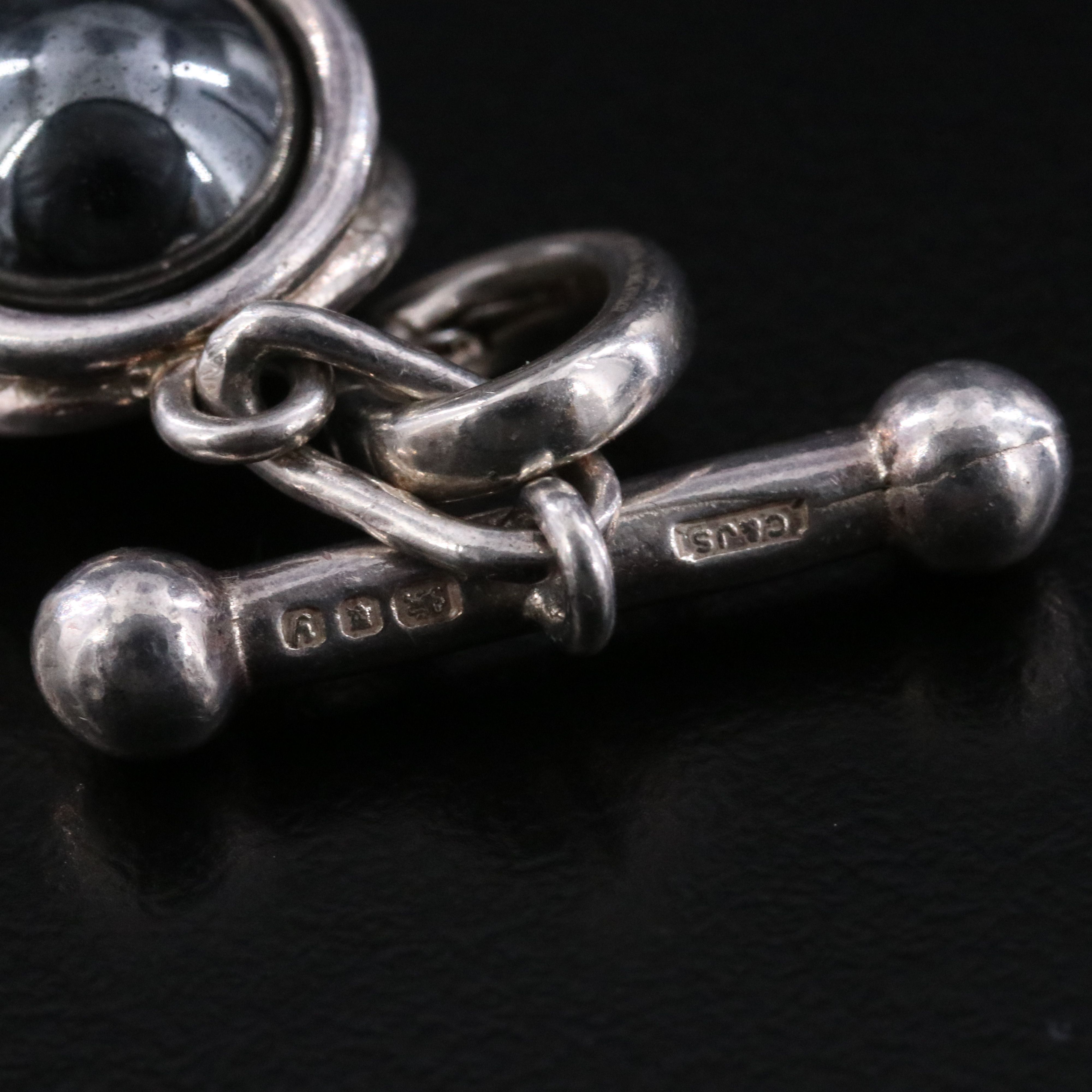 English and Nancy Rise Sterling Sphere Cufflinks Including Enamel