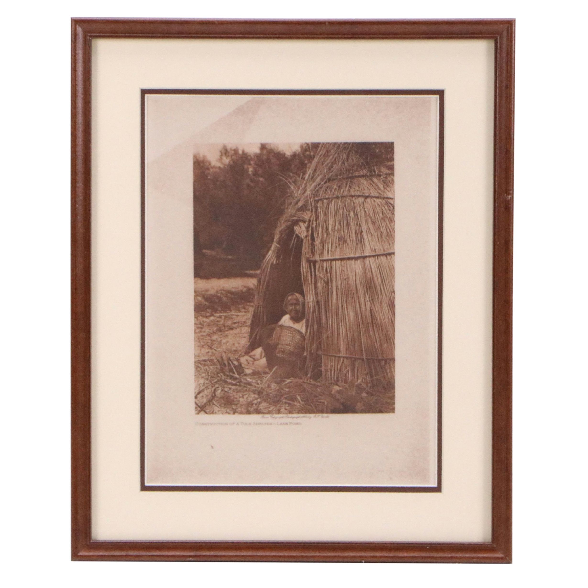 Photogravure After Edward Curtis "Construction of a Tule Shelter," Circa 1924
