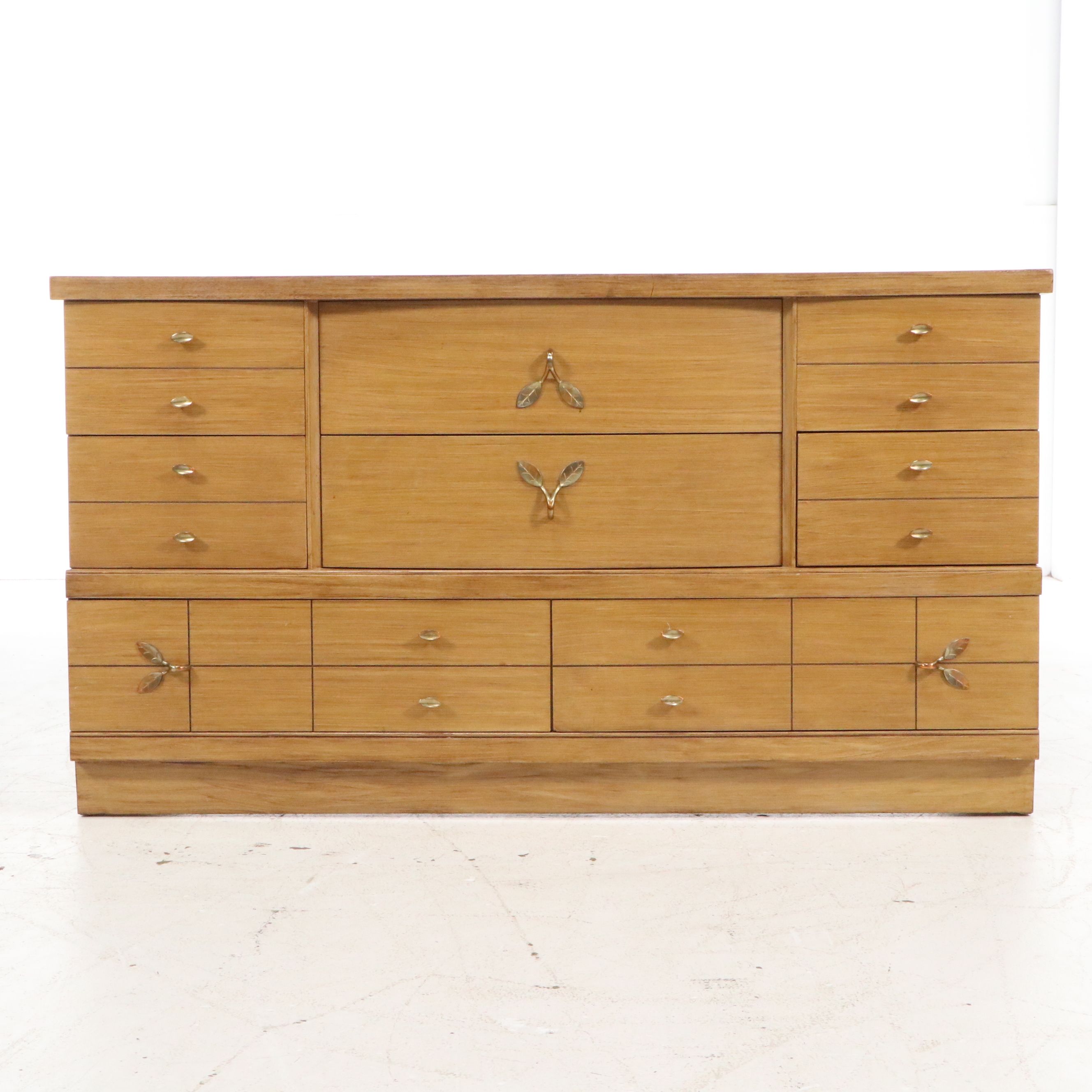 L.A. Period Furniture "Starline" Blonde Birch Lowboy Dresser, 1950s