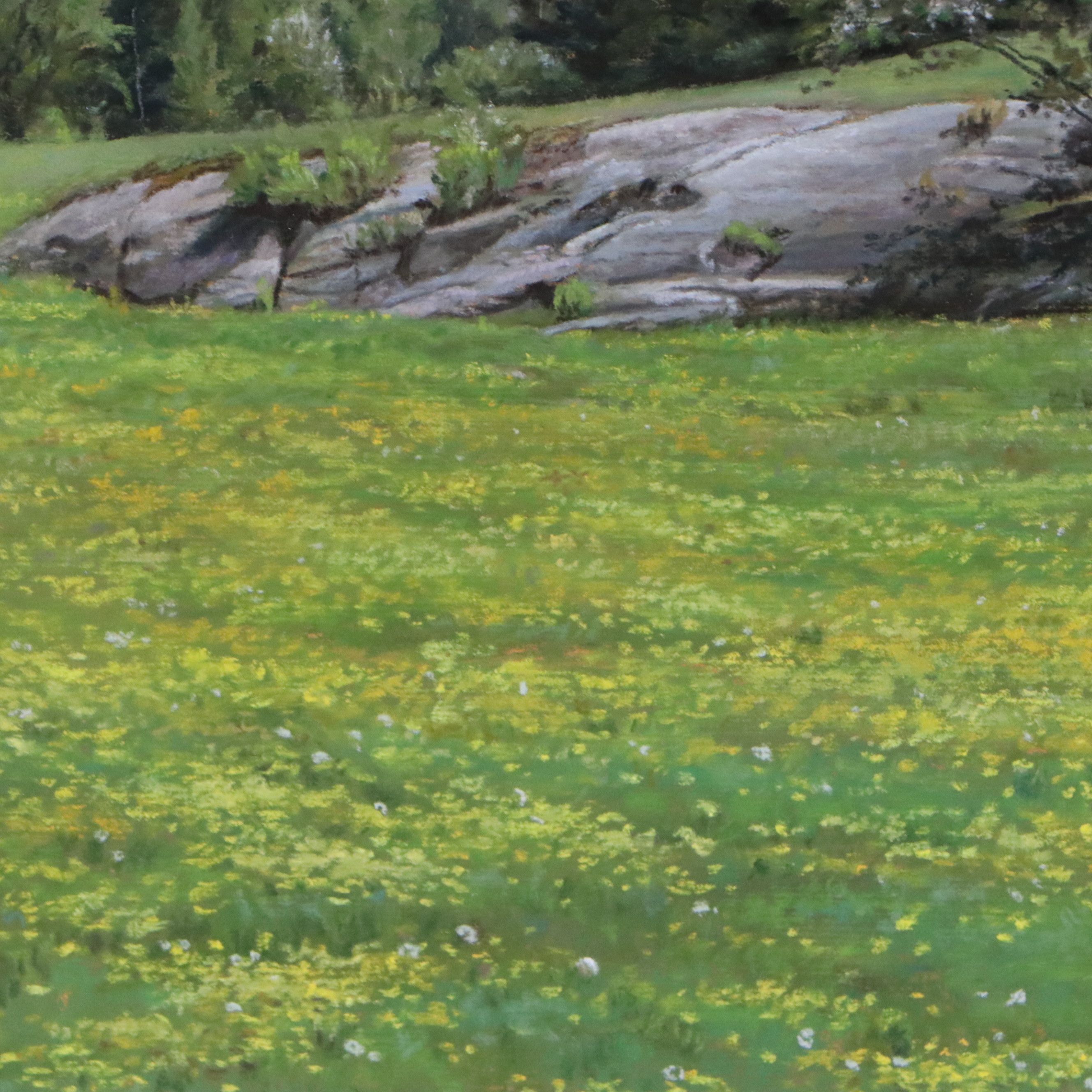 Cindy House Chalk Pastel Landscape Drawing of Meadow, 2003