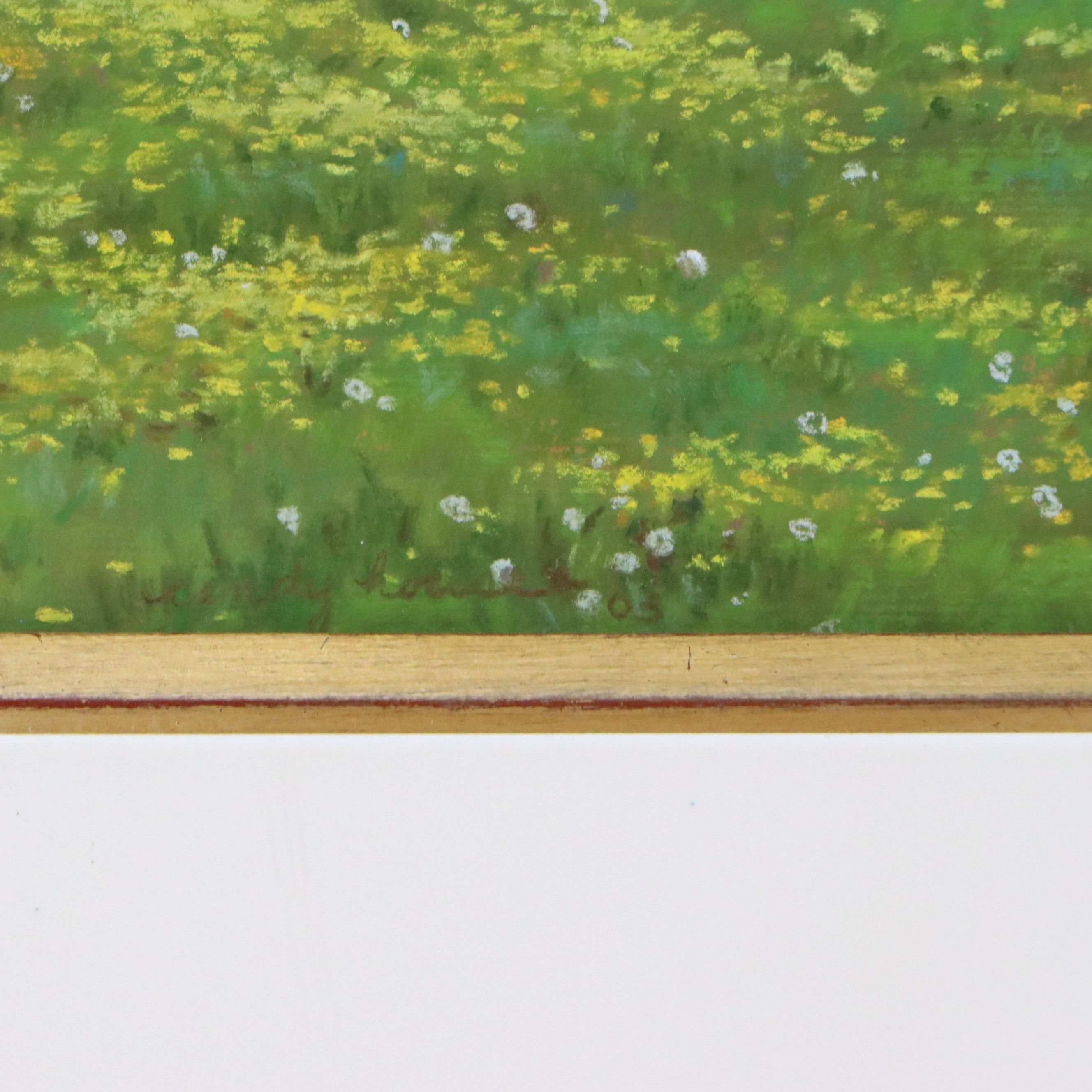 Cindy House Chalk Pastel Landscape Drawing of Meadow, 2003