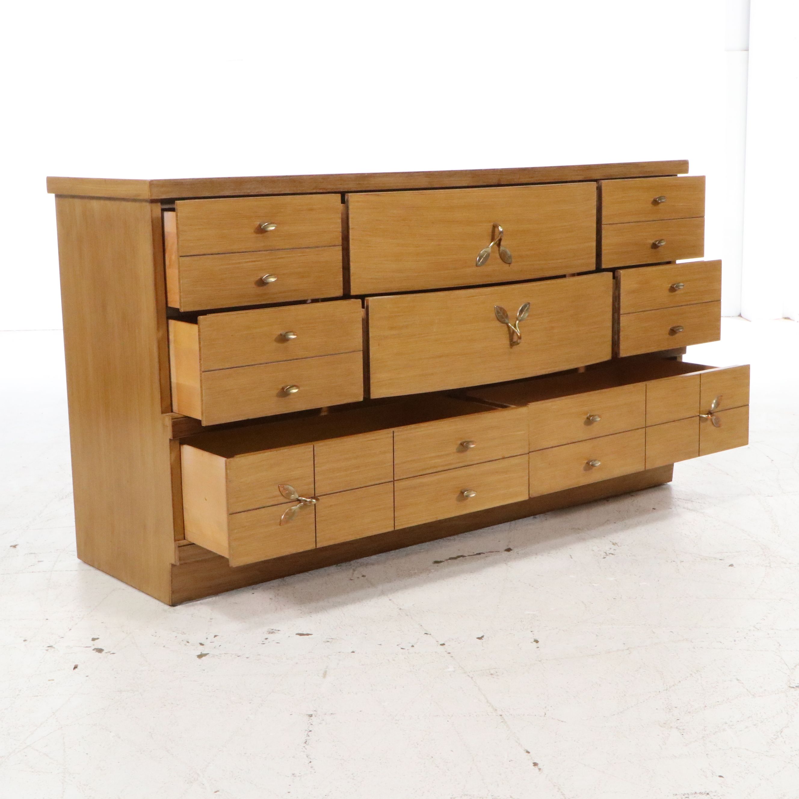 L.A. Period Furniture "Starline" Blonde Birch Lowboy Dresser, 1950s