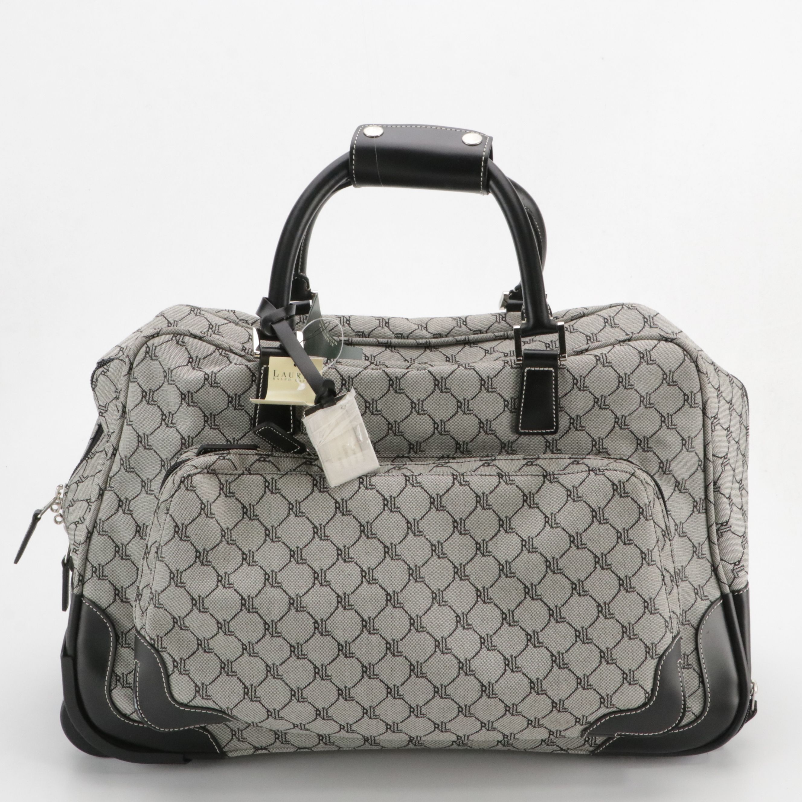 Lauren Ralph Lauren Wheeled Weekender Luggage and Shoulder Bag in Canvas/Leather