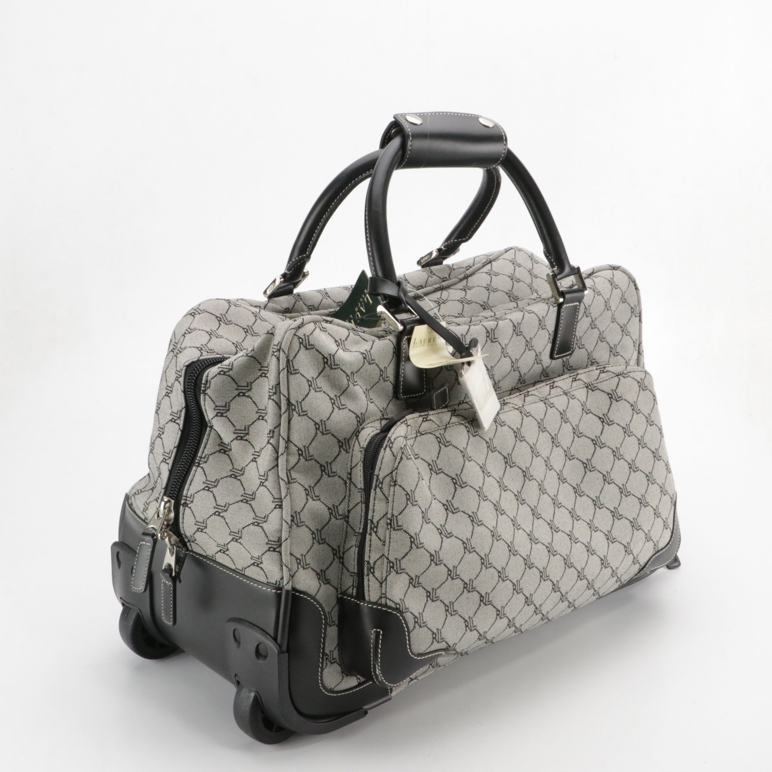 Lauren Ralph Lauren Wheeled Weekender Luggage and Shoulder Bag in Canvas/Leather
