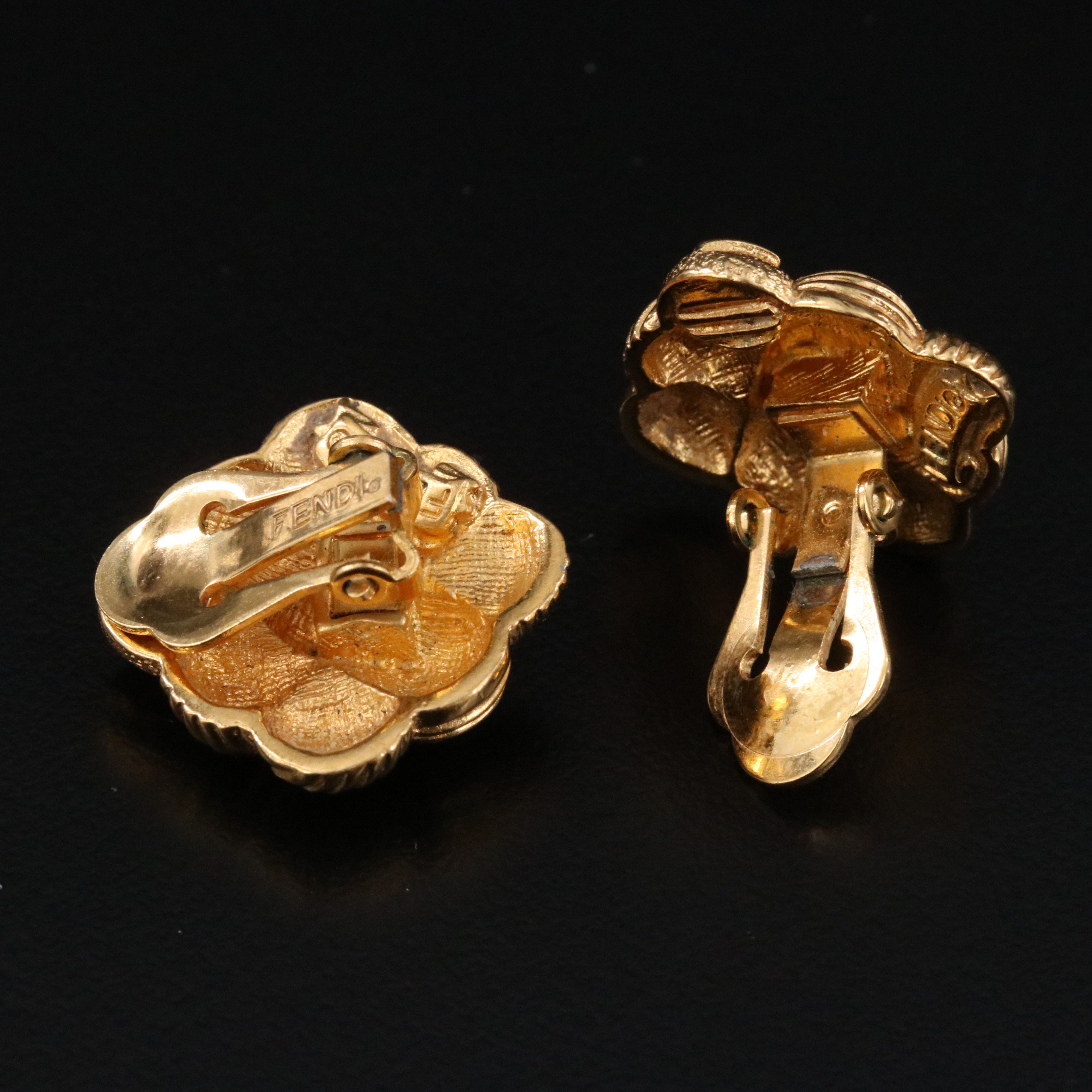 Fendi Textured Clip Earrings