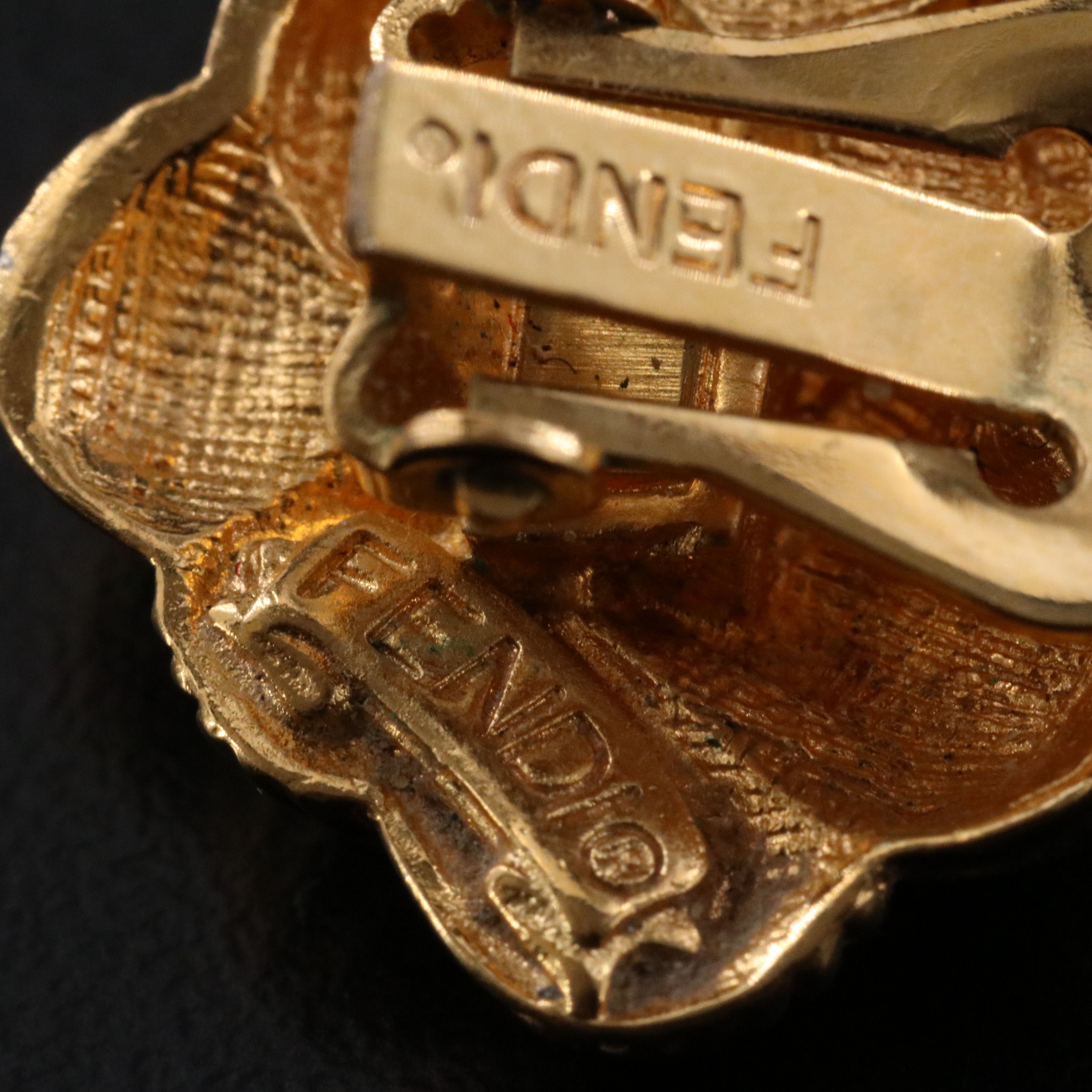 Fendi Textured Clip Earrings