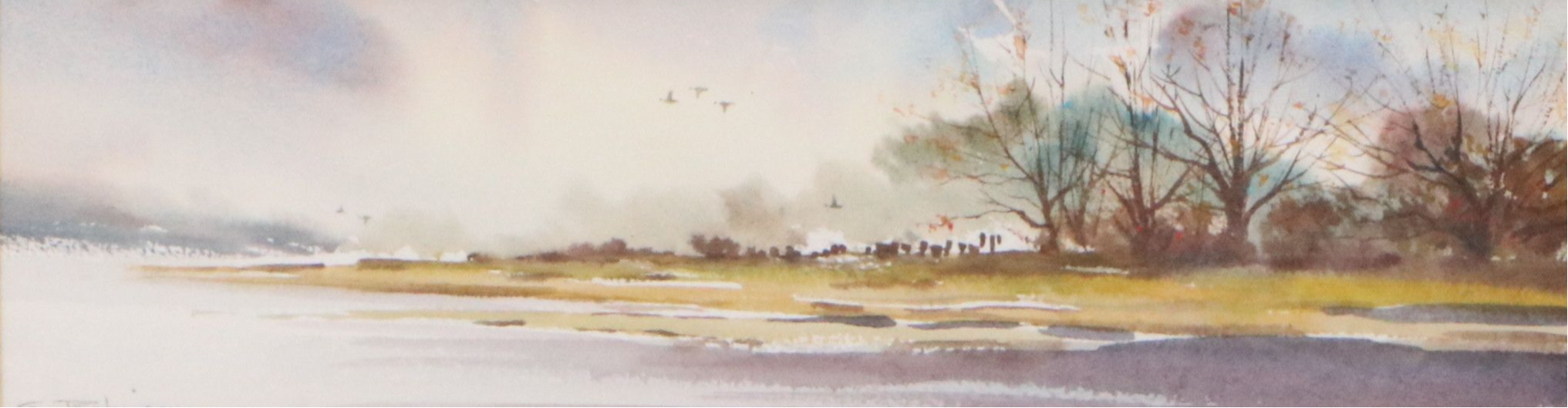 Gordon Robinson Watercolor Painting of Riverbank, 20th Century