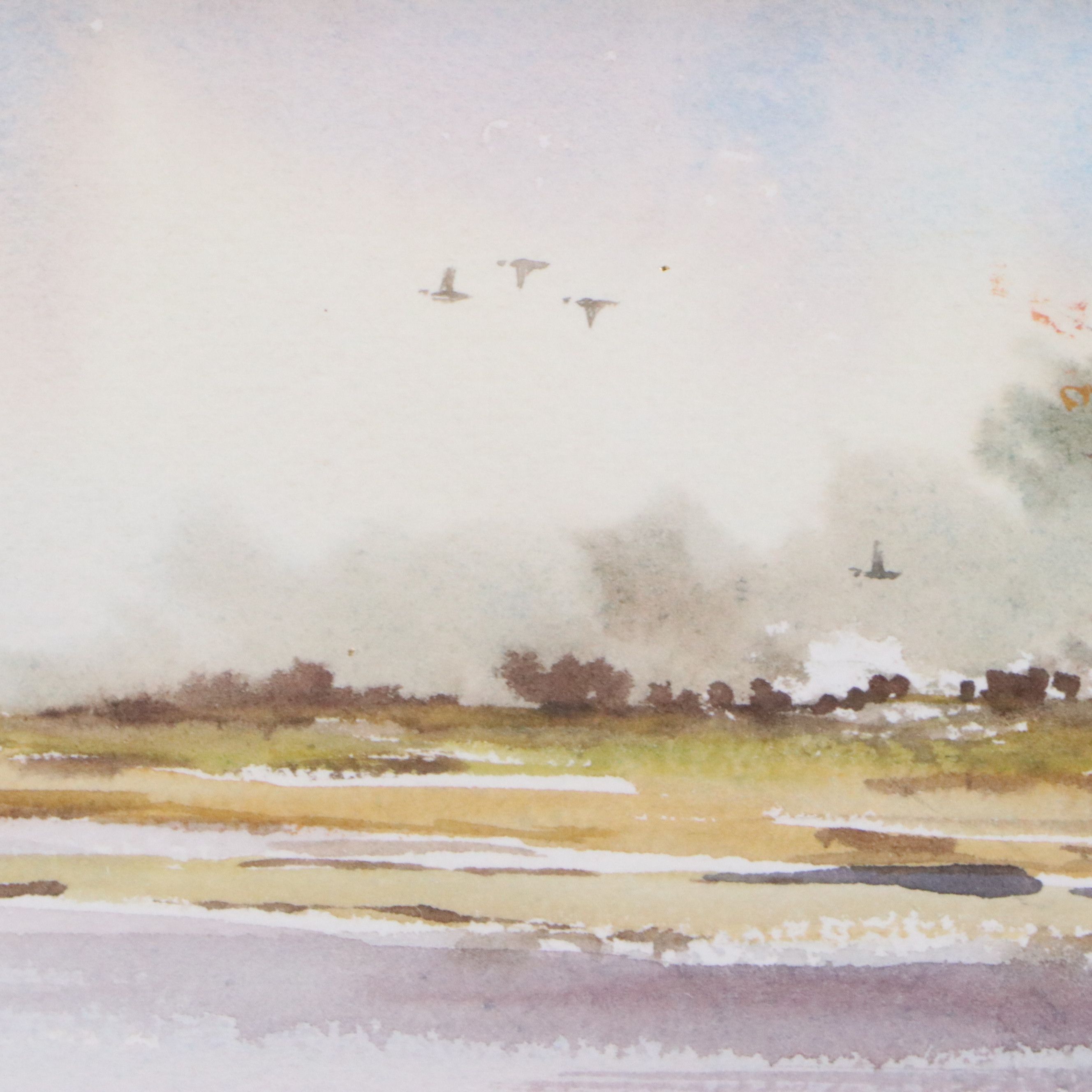 Gordon Robinson Watercolor Painting of Riverbank, 20th Century