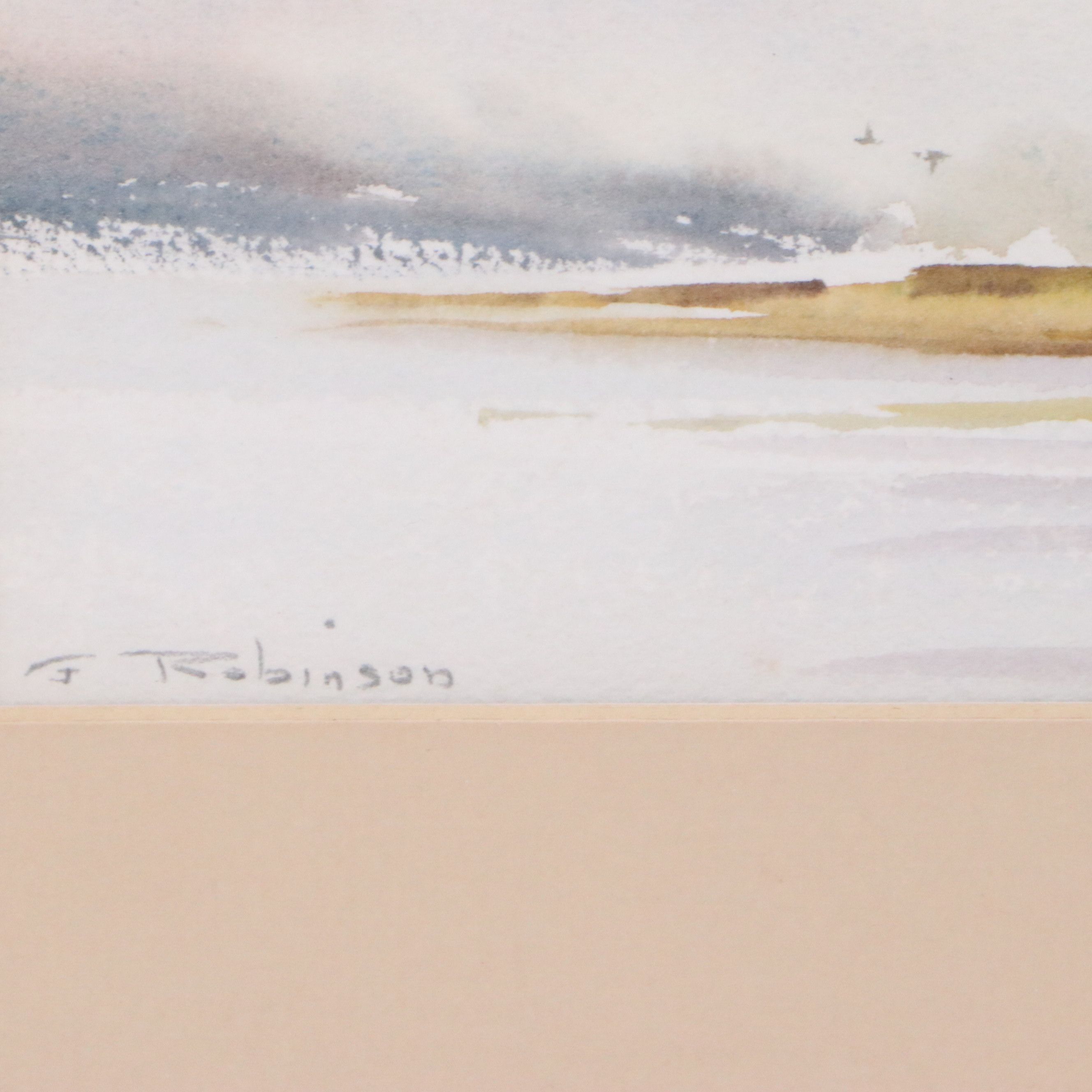 Gordon Robinson Watercolor Painting of Riverbank, 20th Century