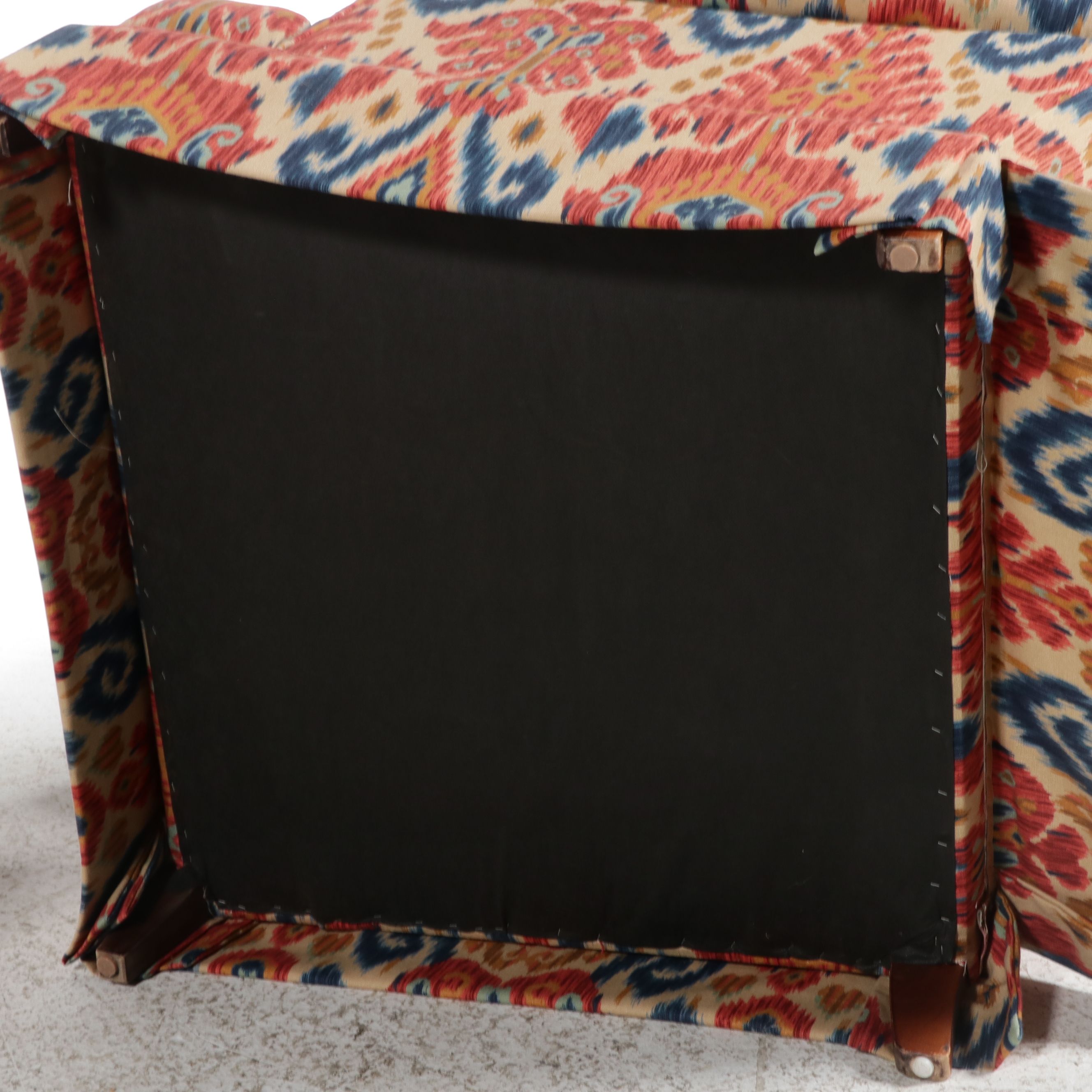 Pair of Armchairs with Ottoman in Ikat Upholstery