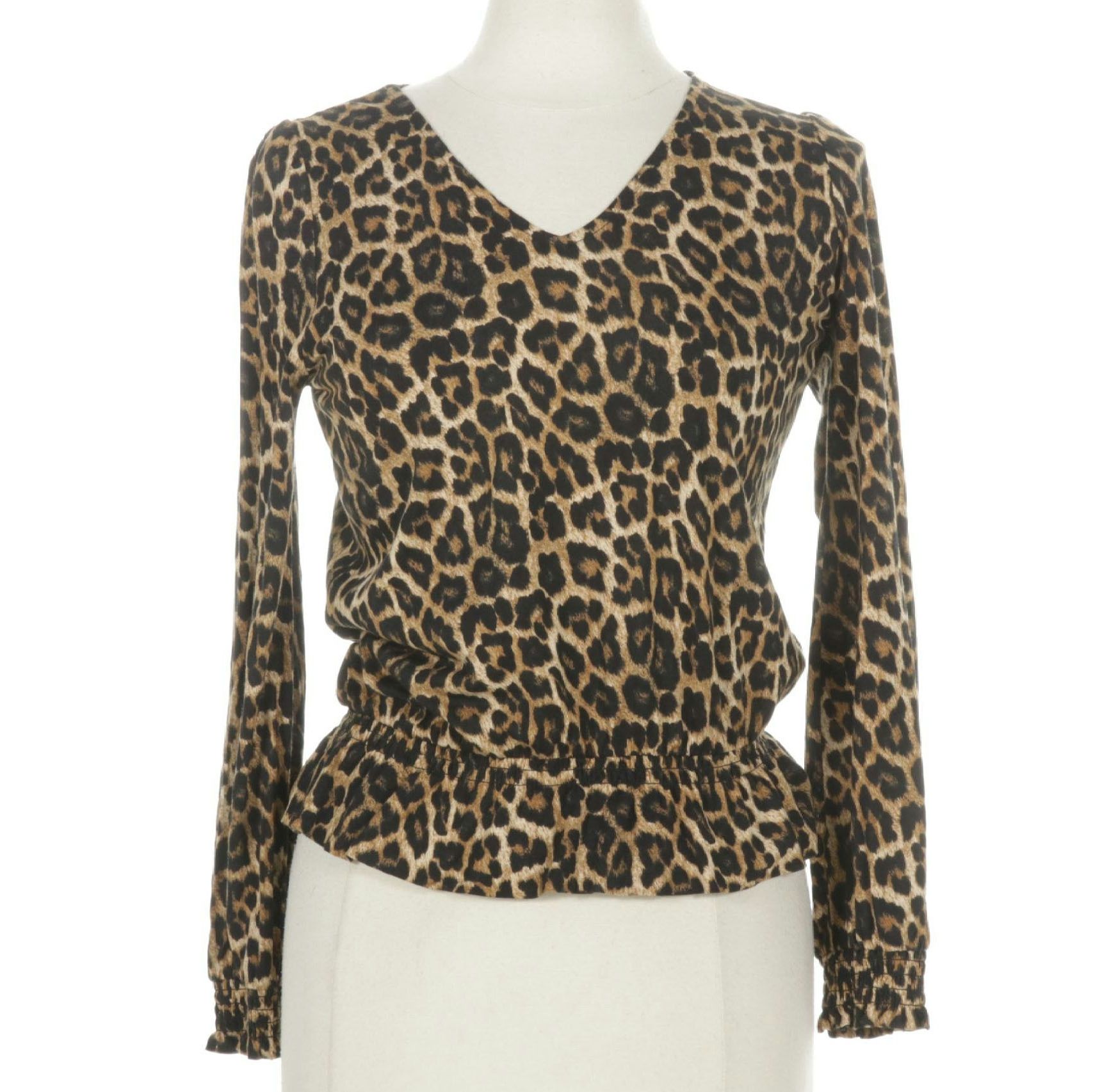 MICHAEL Michael Kors Leopard Print Ruched Waist Long Sleeve Blouse