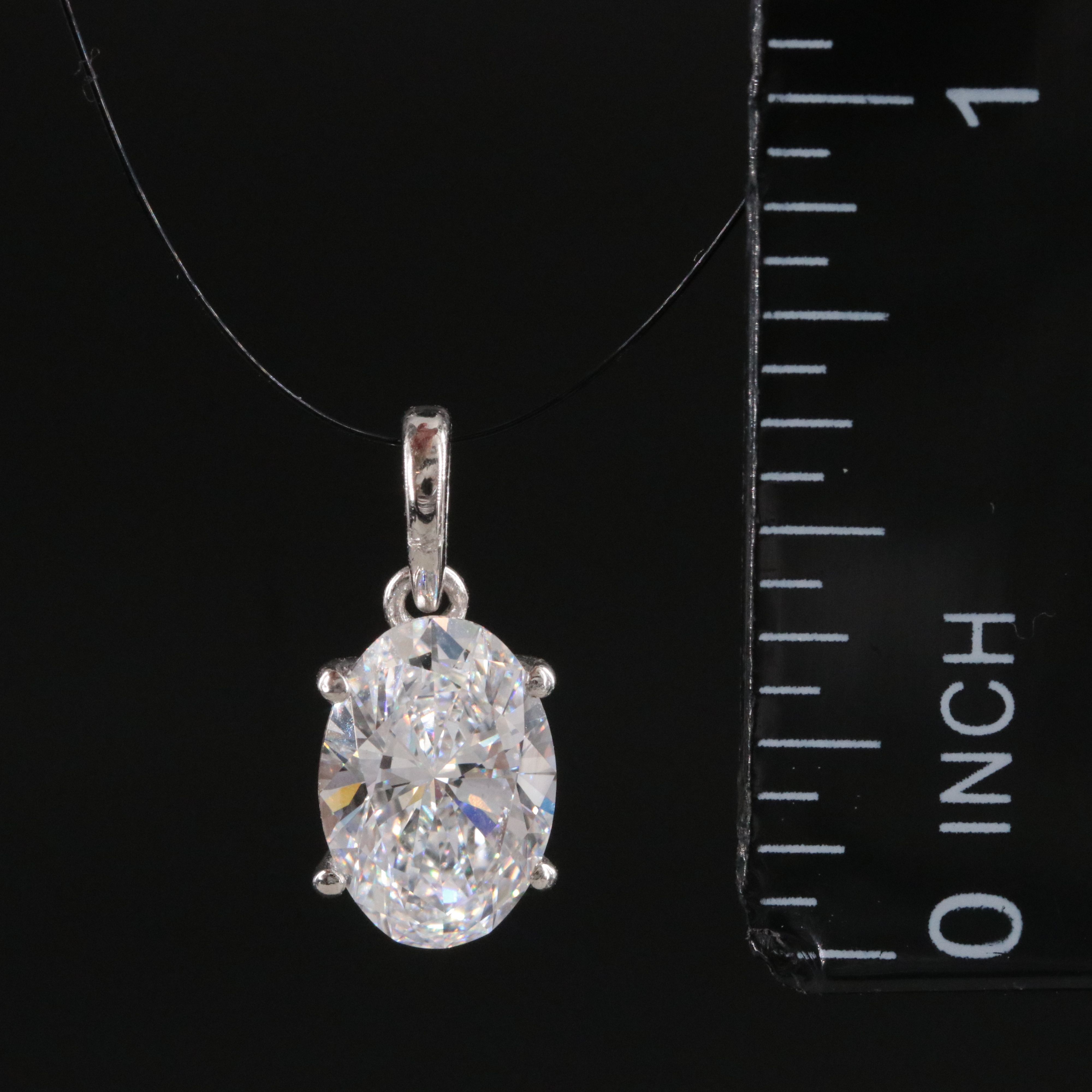 Platinum 2.04 CT Lab Grown Diamond Oval Solitaire Pendant
