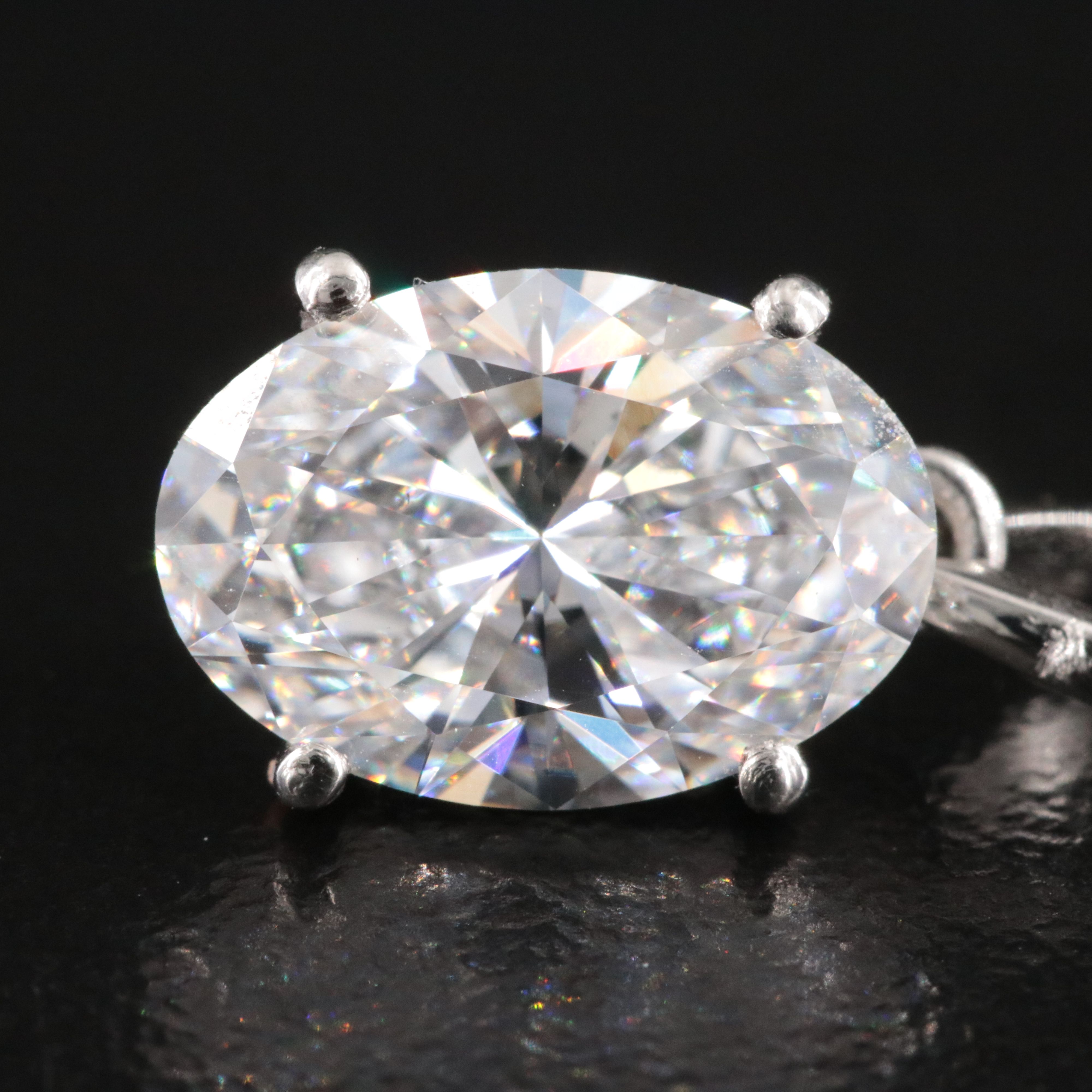 Platinum 2.04 CT Lab Grown Diamond Oval Solitaire Pendant