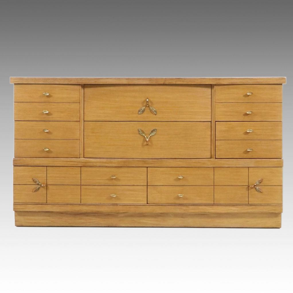 L.A. Period Furniture "Starline" Blonde Birch Lowboy Dresser, 1950s