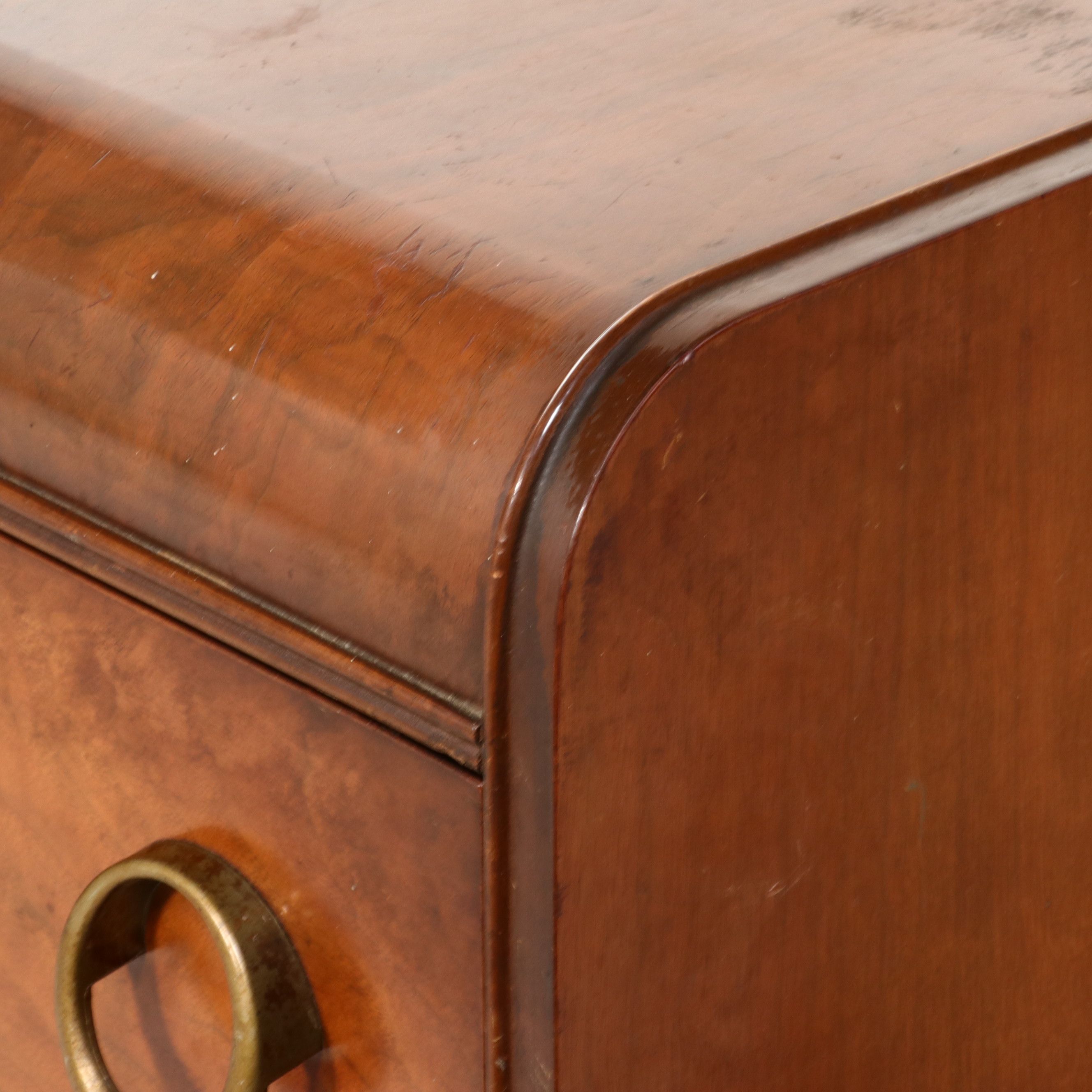 Art Deco Waterfall Walnut Tallboy Chest, Early 20th Century