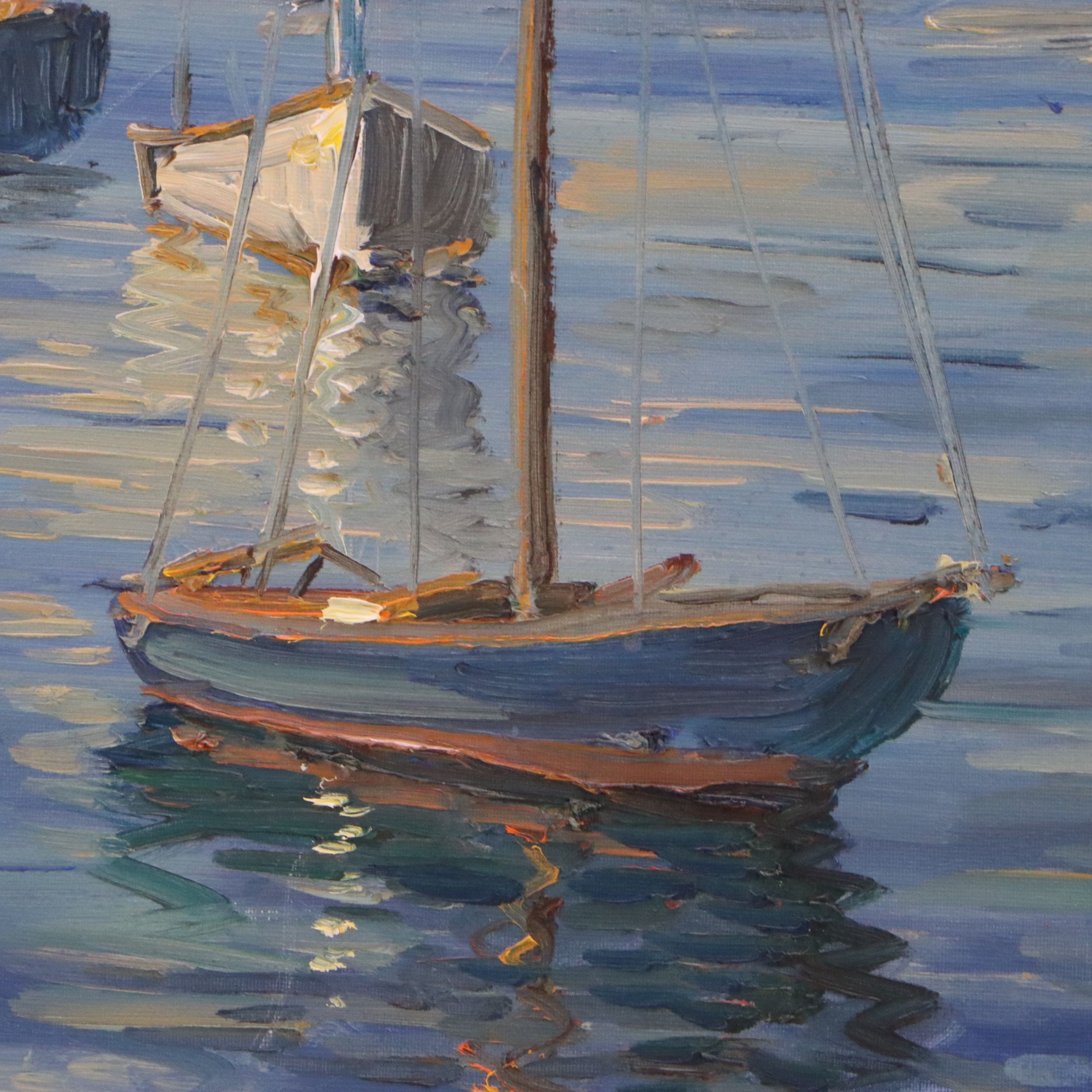 Luis Hourgras Maritime Oil Painting "Seaside Argentina" 1977