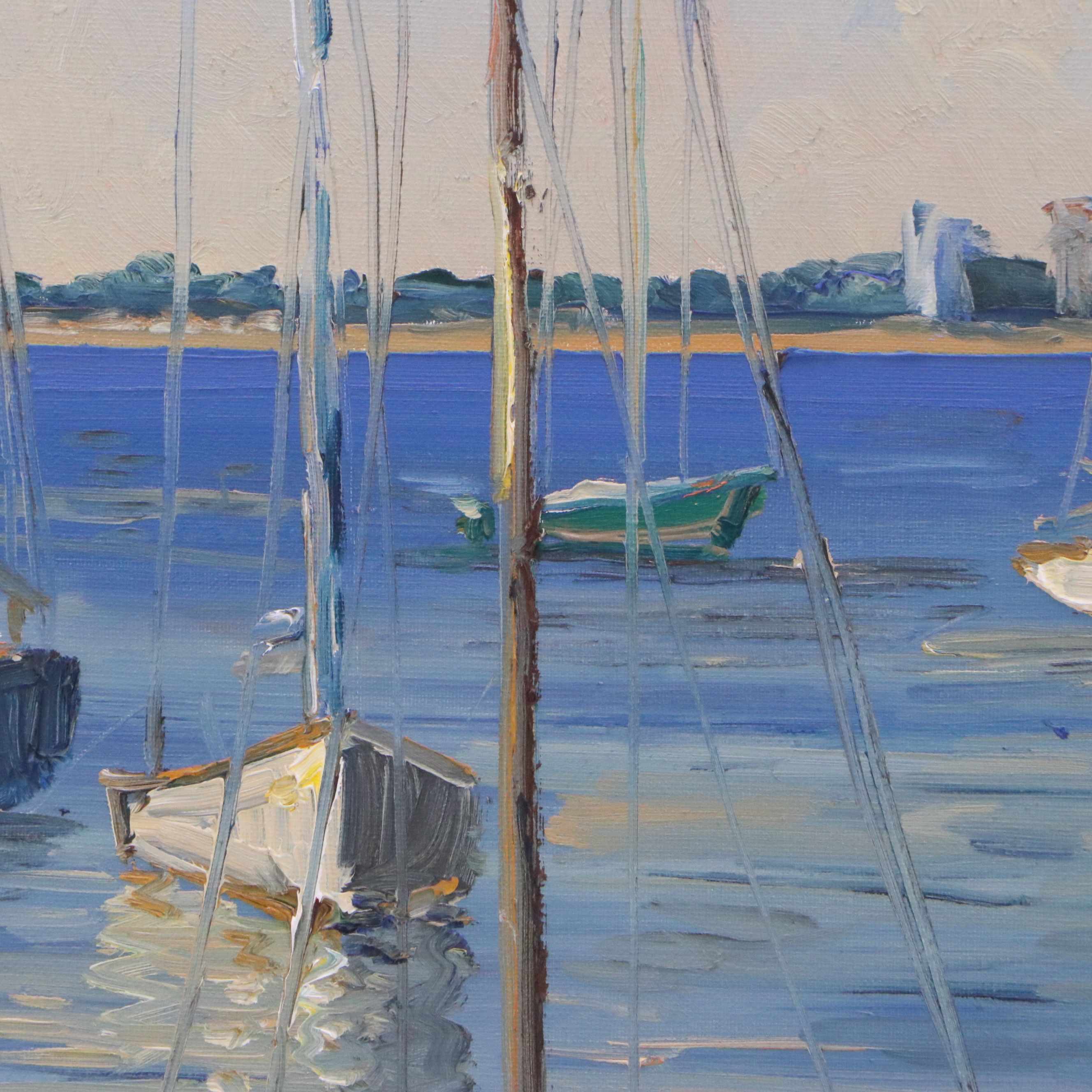 Luis Hourgras Maritime Oil Painting "Seaside Argentina" 1977