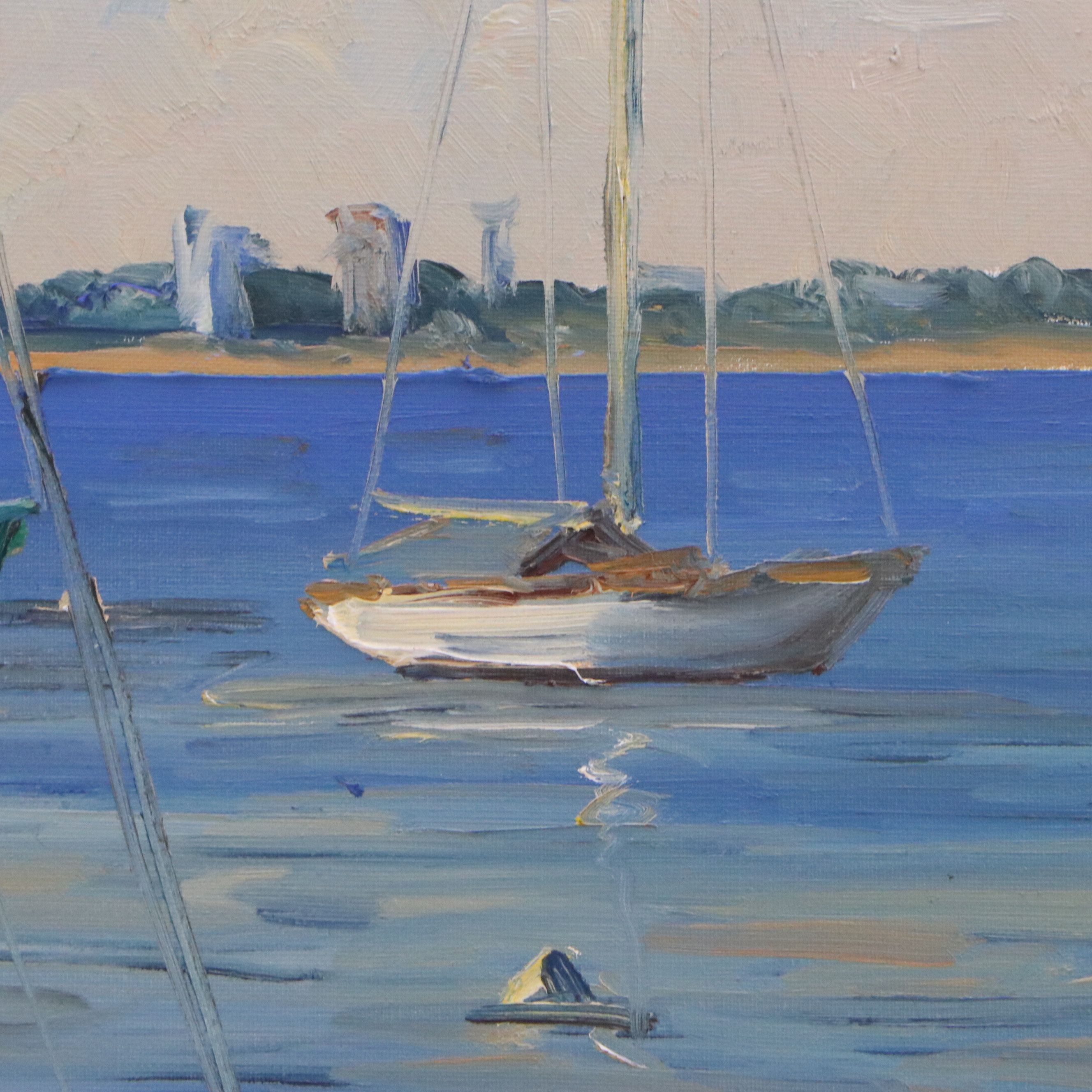 Luis Hourgras Maritime Oil Painting "Seaside Argentina" 1977