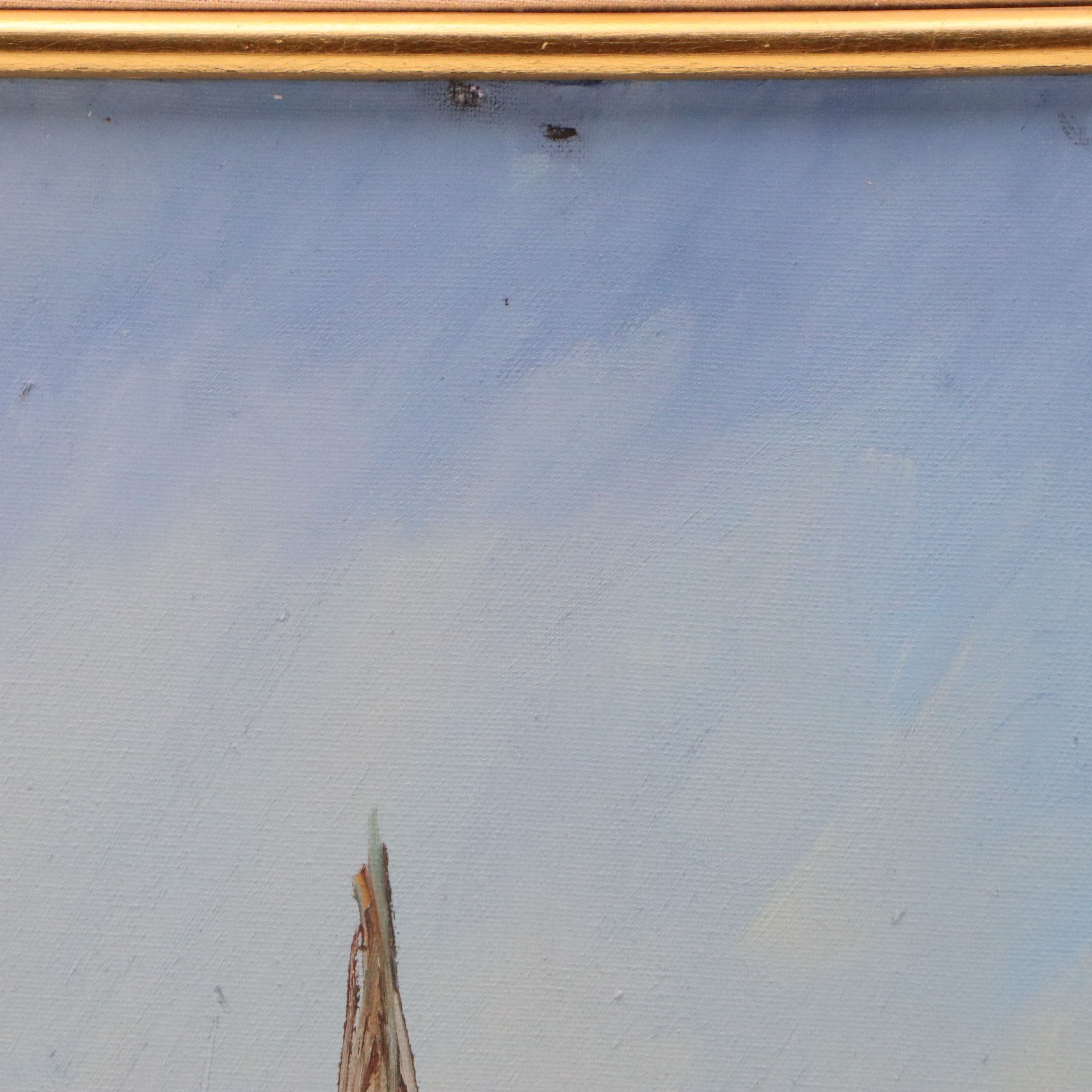 Luis Hourgras Maritime Oil Painting "Seaside Argentina" 1977