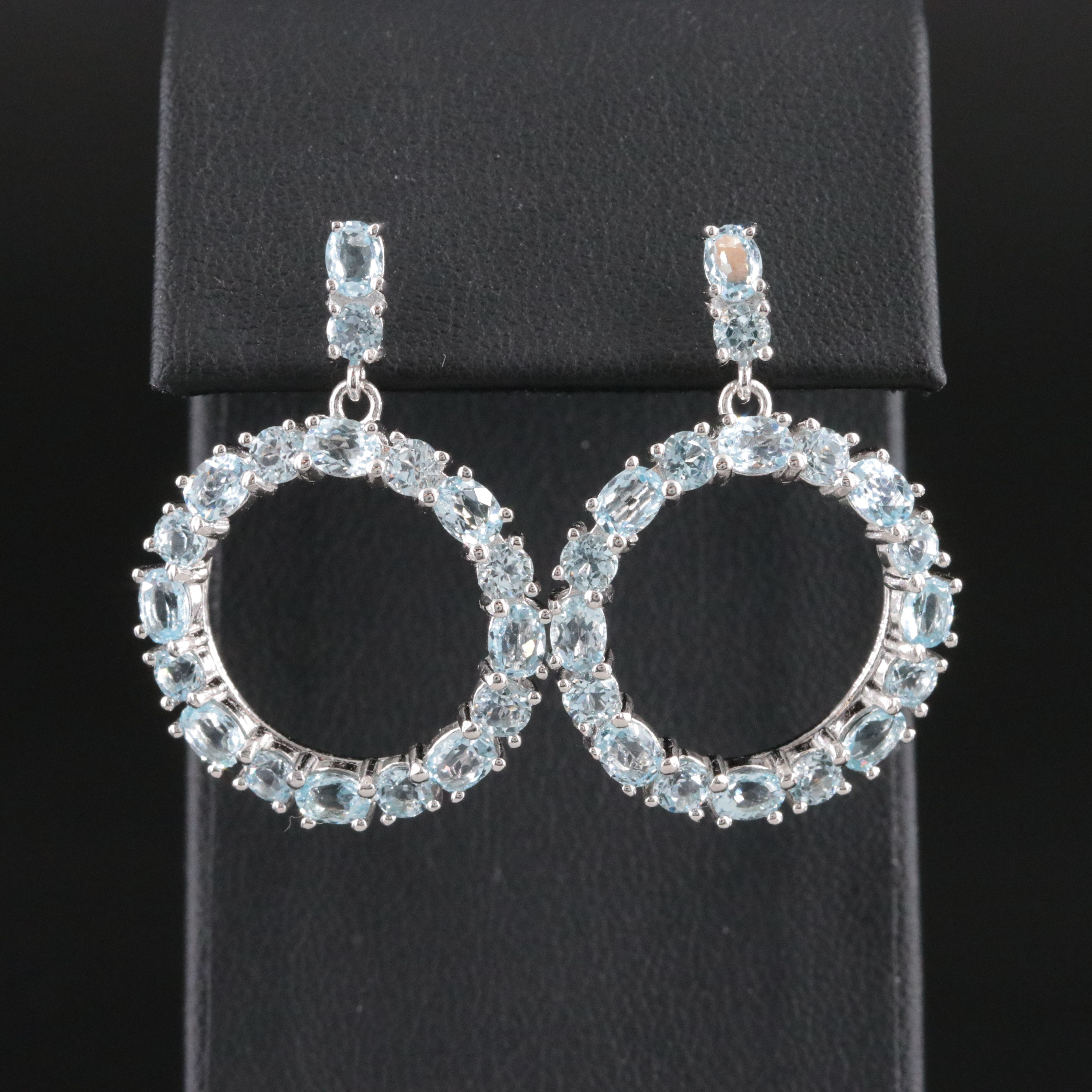 Sterling Topaz Circle Earrings