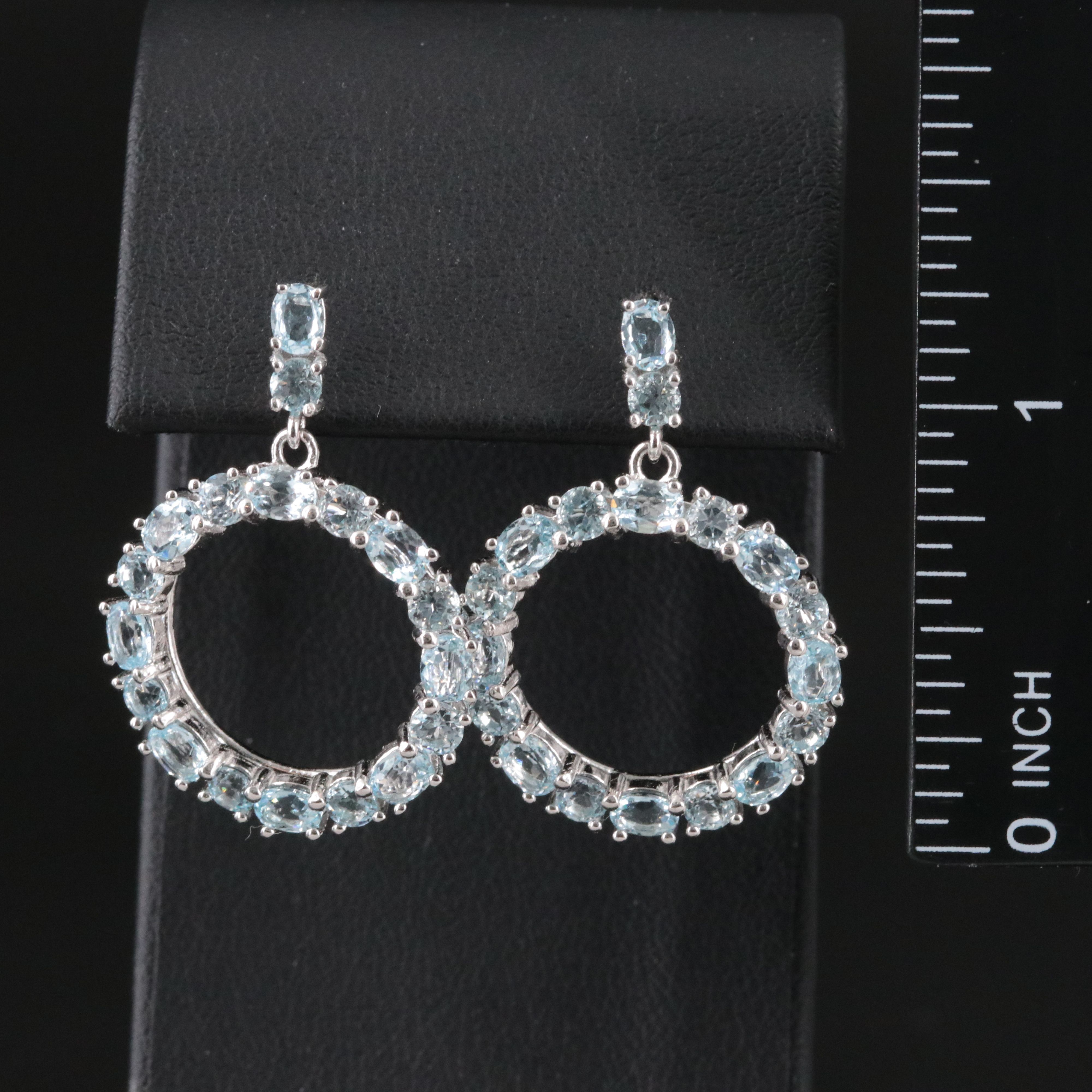 Sterling Topaz Circle Earrings