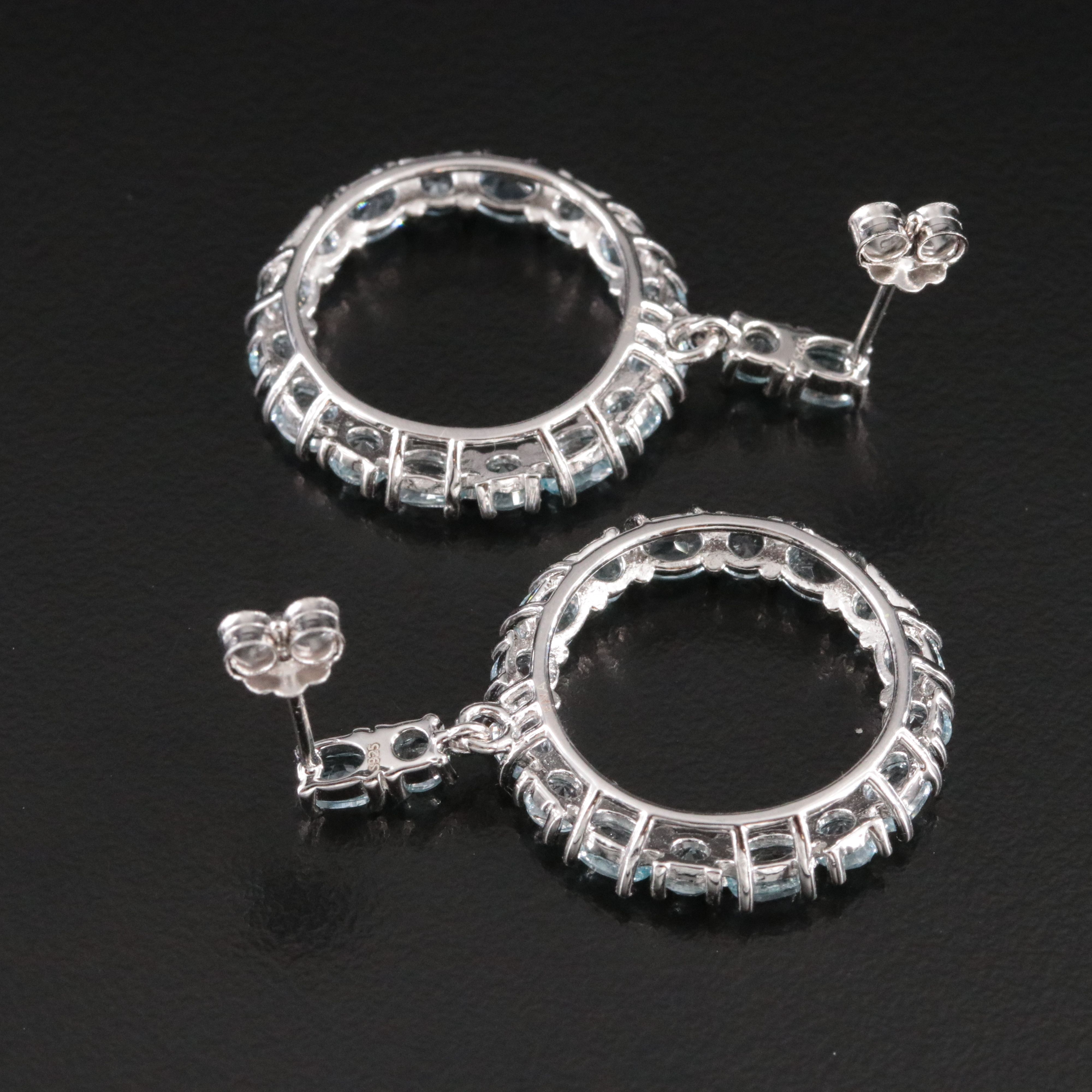 Sterling Topaz Circle Earrings