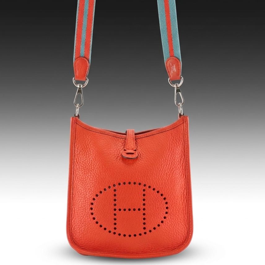 Hermès Evelyne I TPM Crossbody Bag in Orange Clemence Leather
