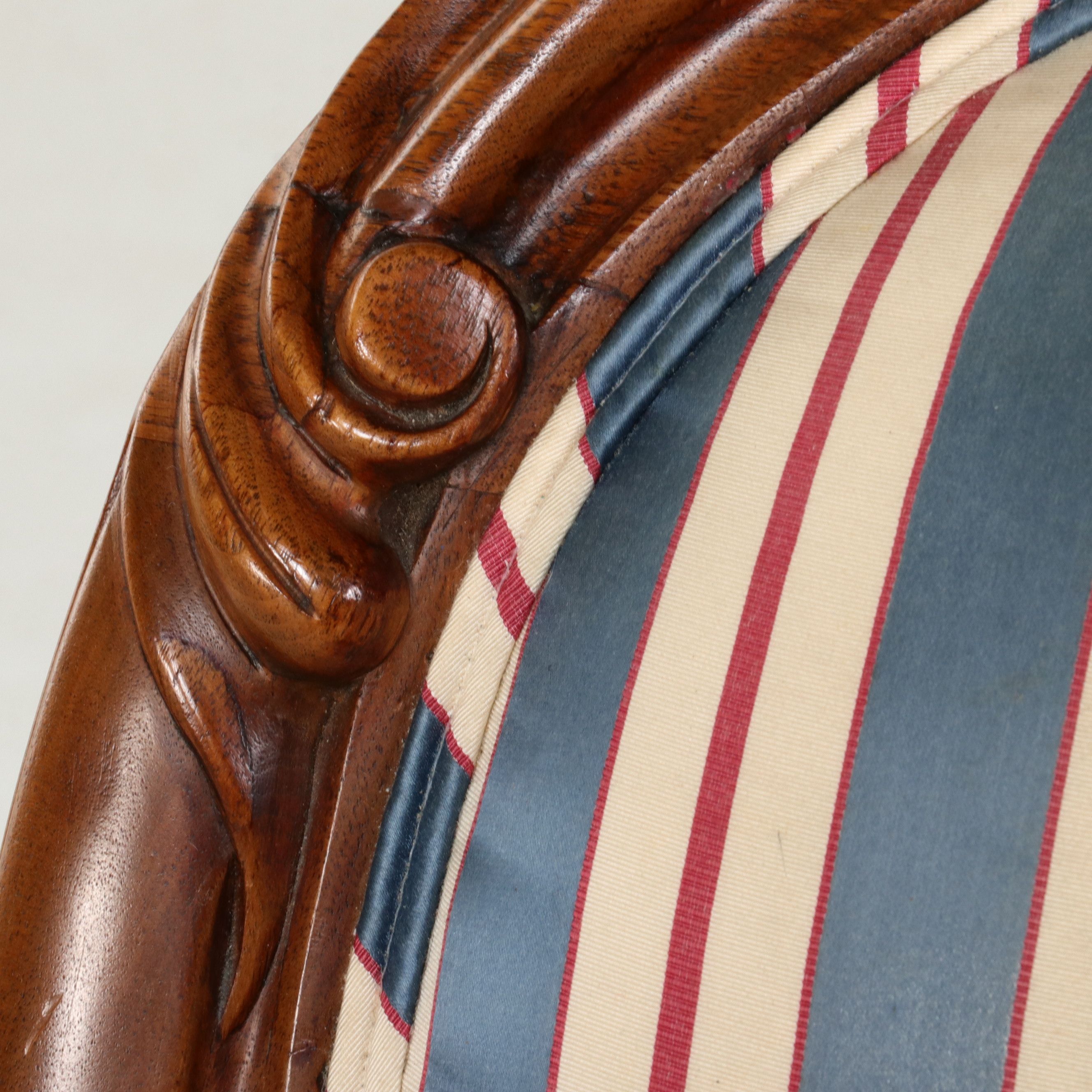 Louis XV Style Striped Upholstered Fauteuil, Late 20th Century