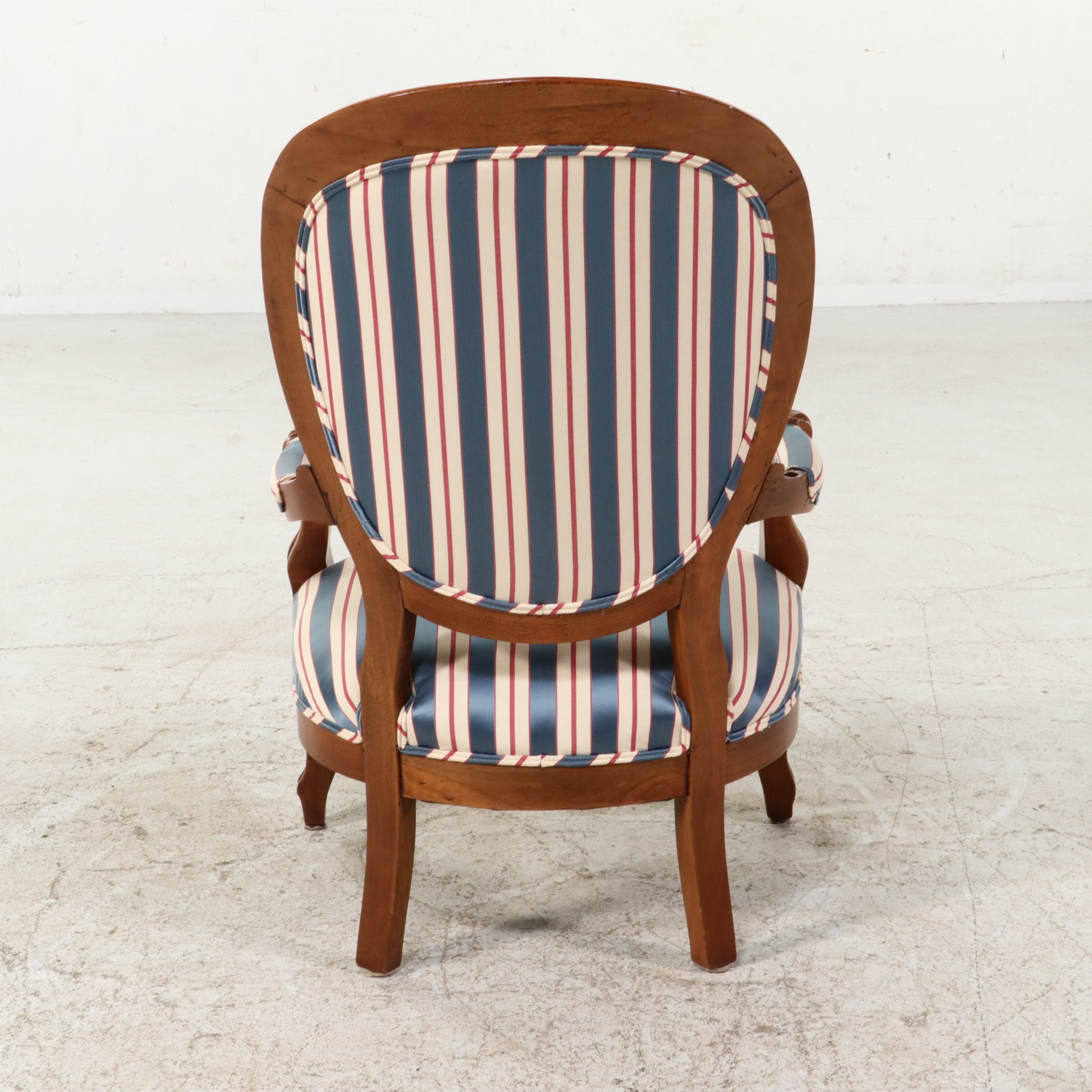 Louis XV Style Striped Upholstered Fauteuil, Late 20th Century