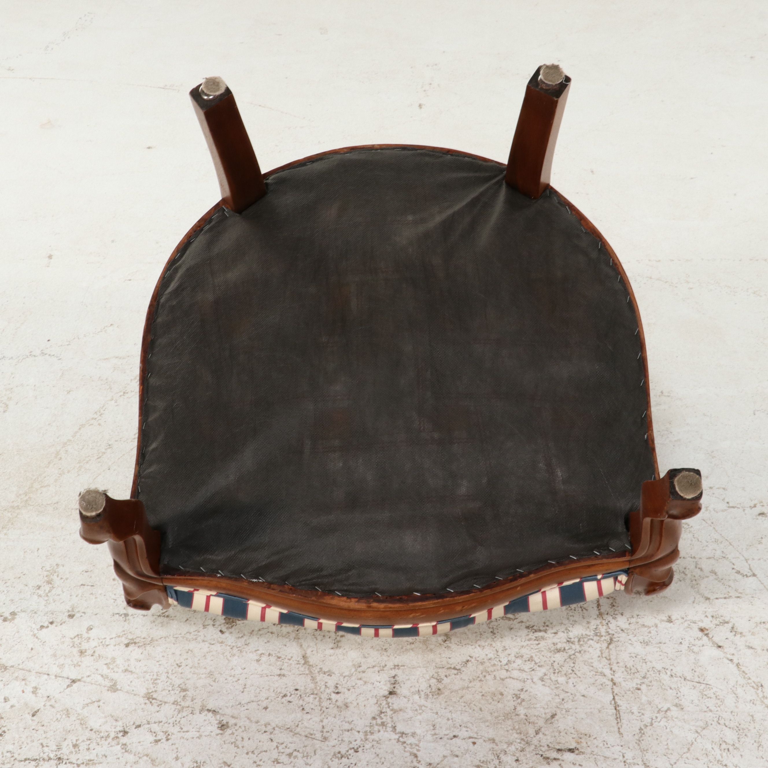 Louis XV Style Striped Upholstered Fauteuil, Late 20th Century