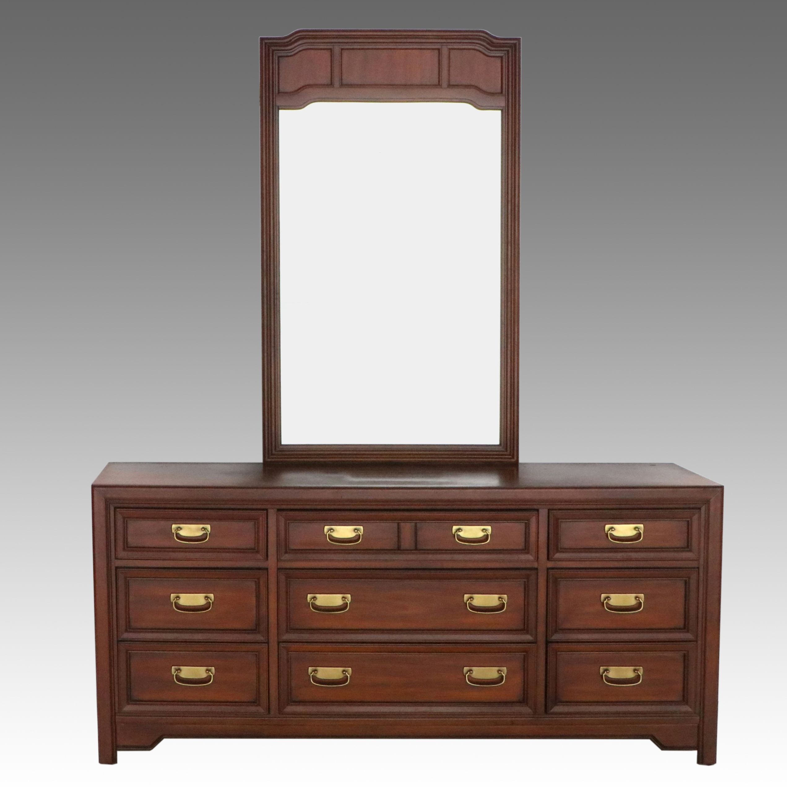 Huntley by Thomasville Campaign-Style Dresser and Mirror, 1977