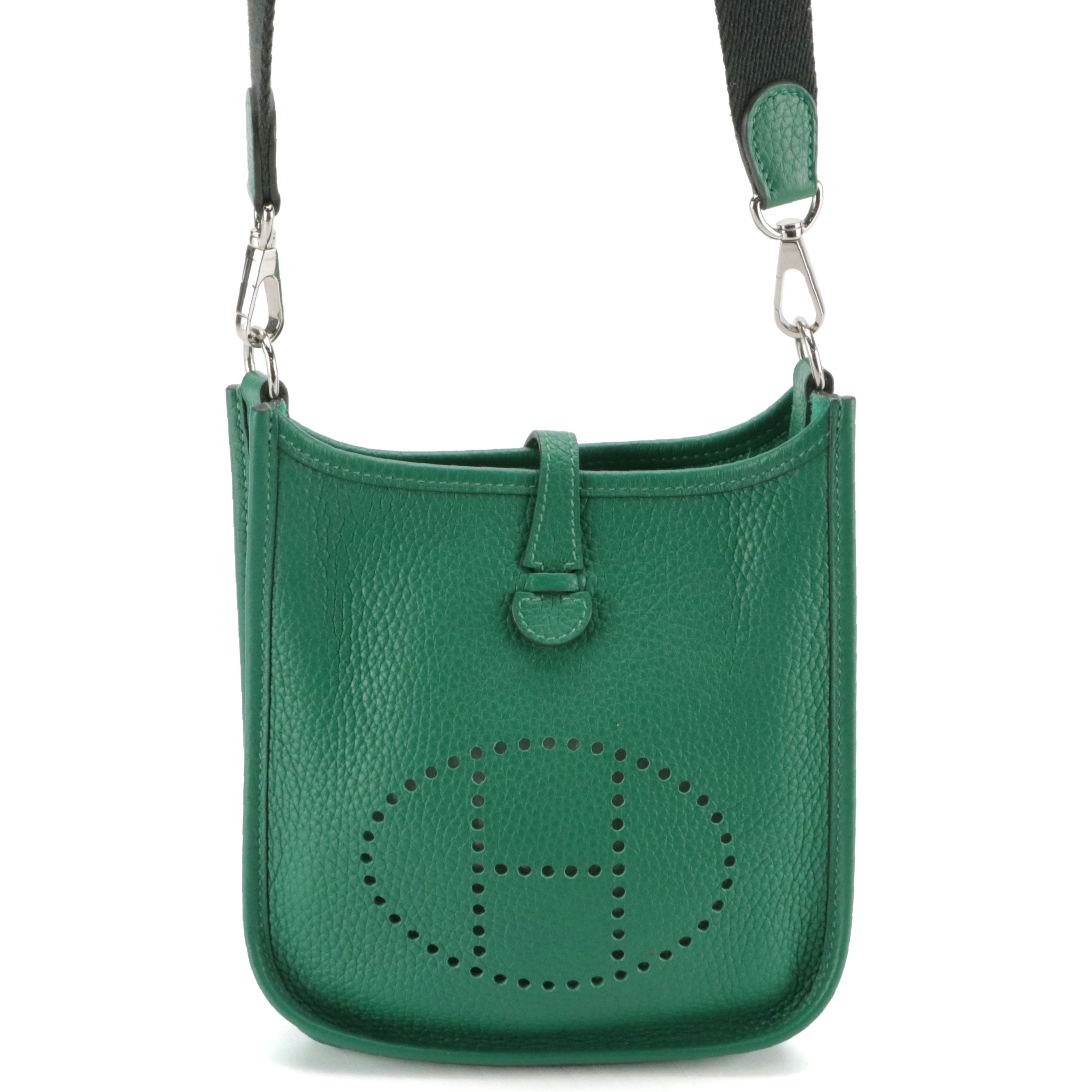 Hermès Evelyne I TPM Crossbody Bag in Emerald Green Clemence Leather