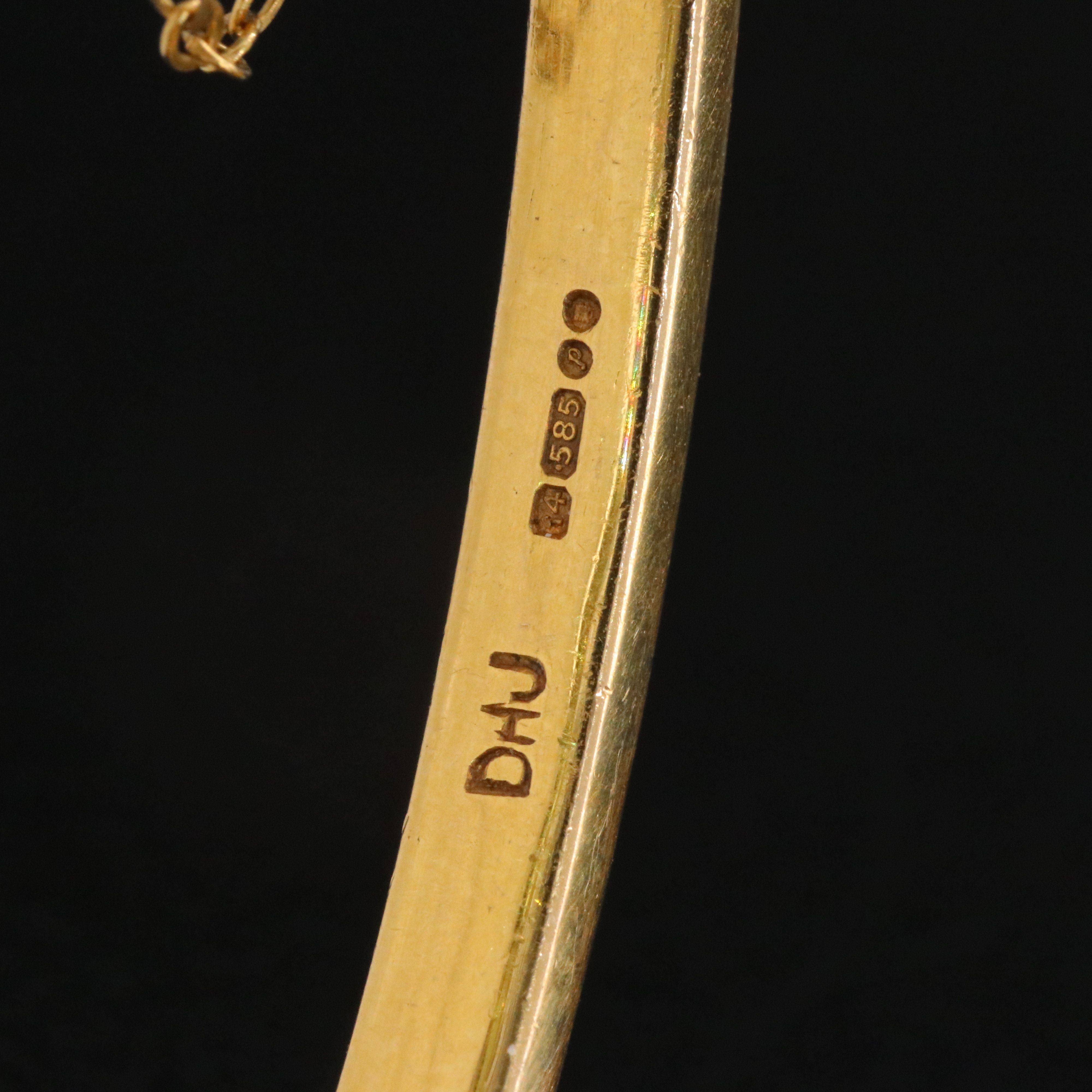 English Vintage 14K Peridot and Diamond Hinged Bangle Bracelet