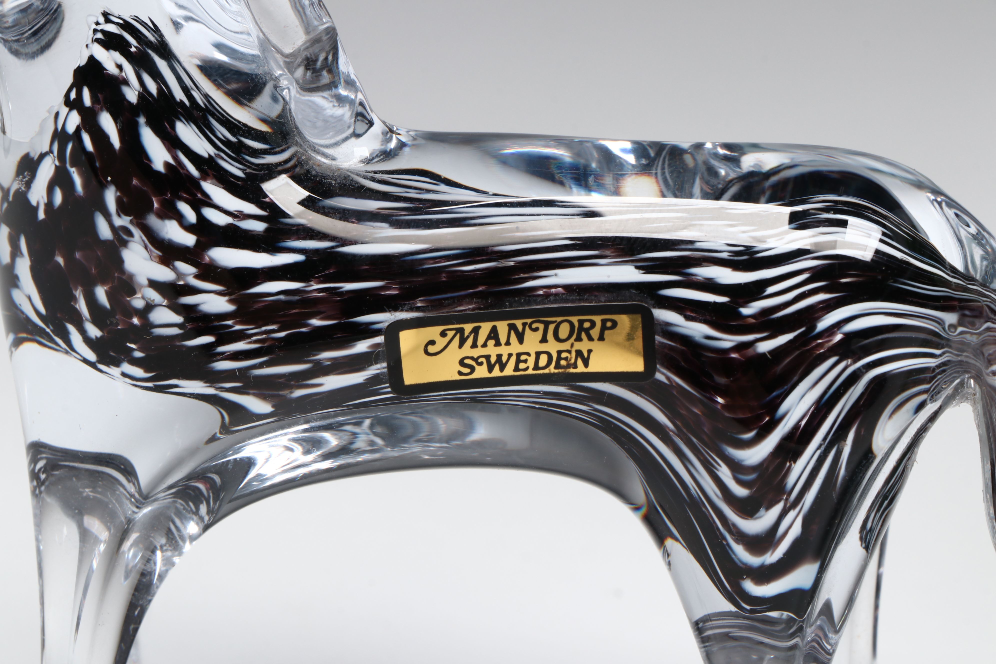 Mantorp Crystal Horse with Art Glass Handled Vase