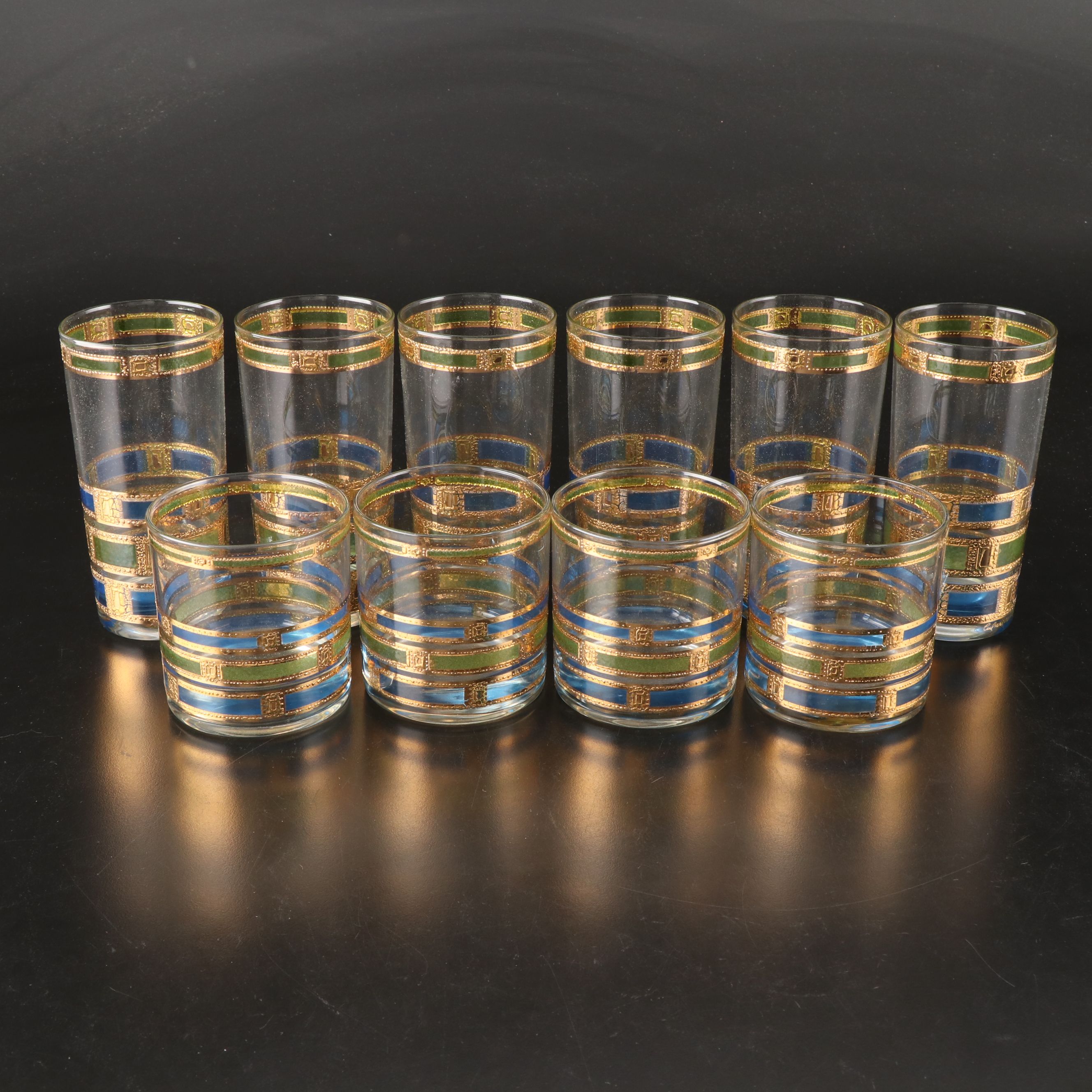 Mid Century Modern Culver "Empress" Highball and Old Fashioned Glasses