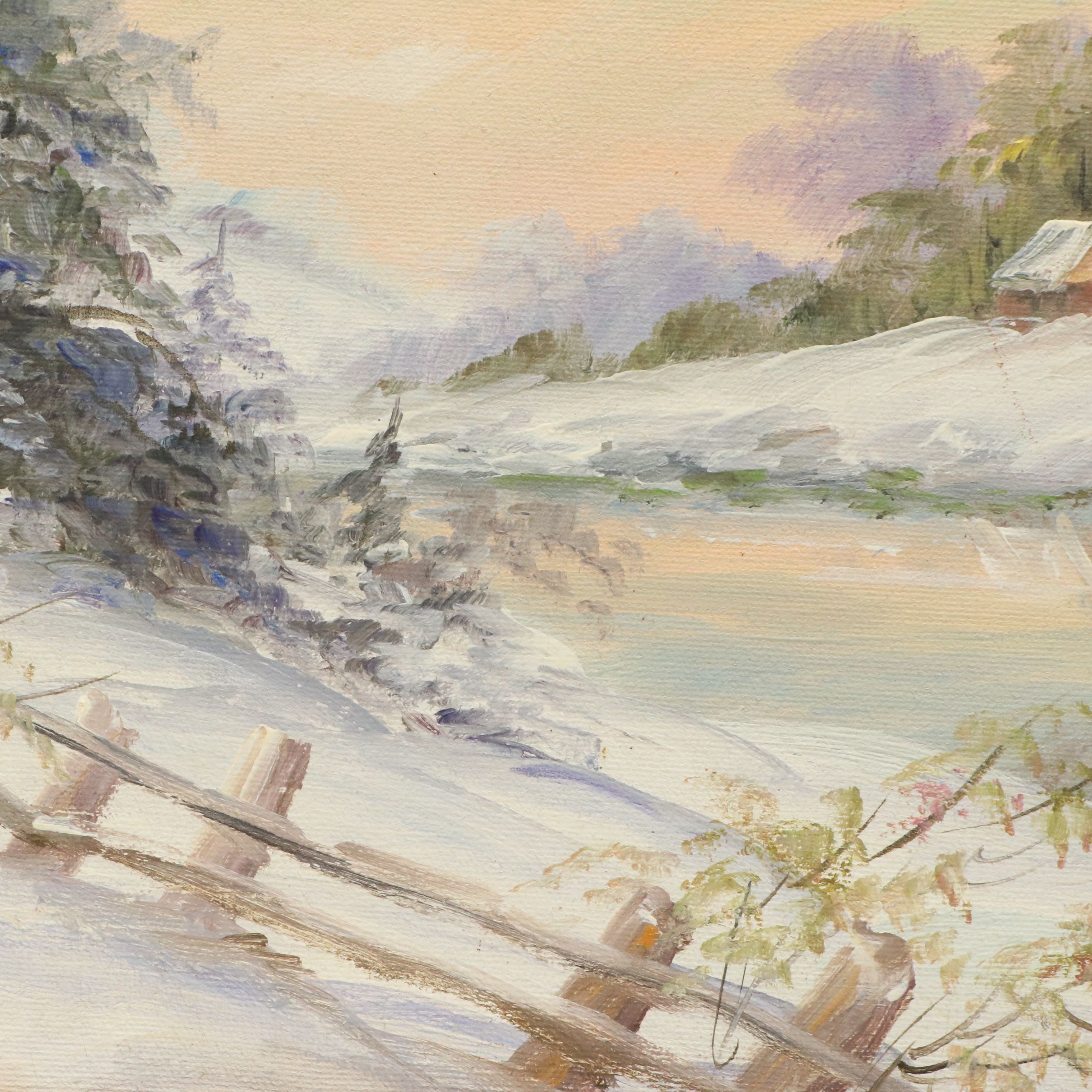 Bertha Hatton Duke Oil Painting of Winter Landscape, 20th Century