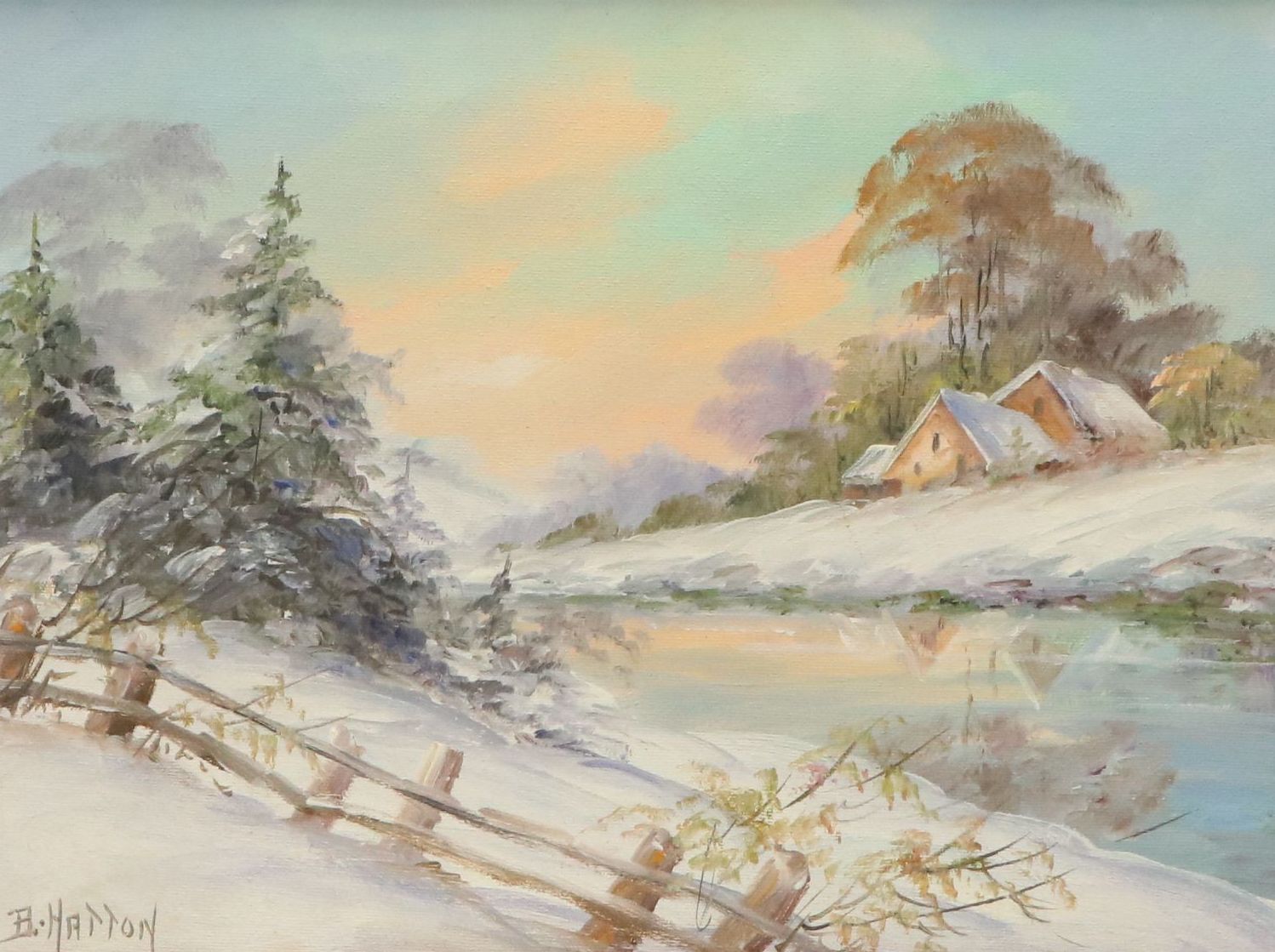 Bertha Hatton Duke Oil Painting of Winter Landscape, 20th Century