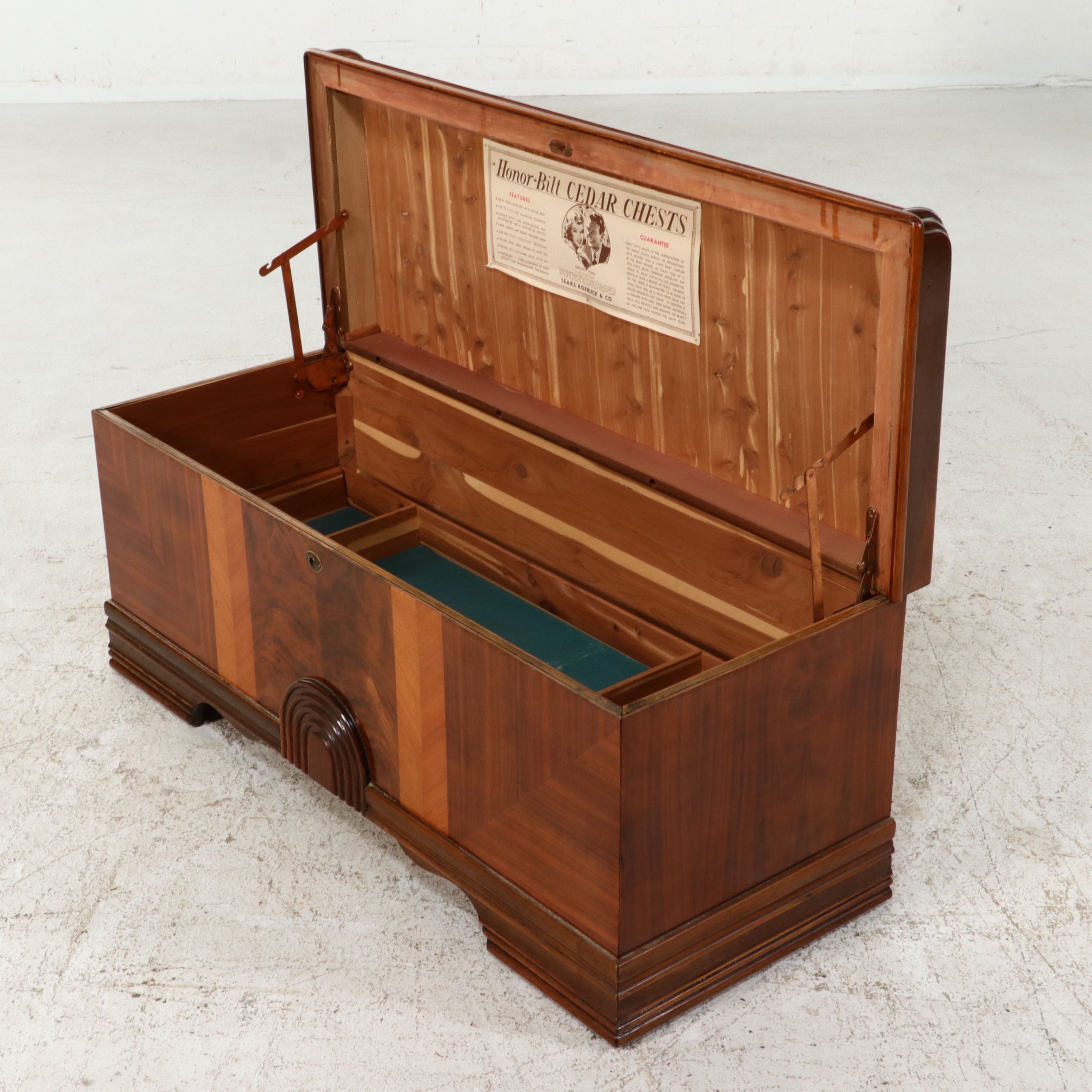 Sears Roebuck & Co. Art Deco Style "Honor-Bilt" Waterfall Cedar Chest