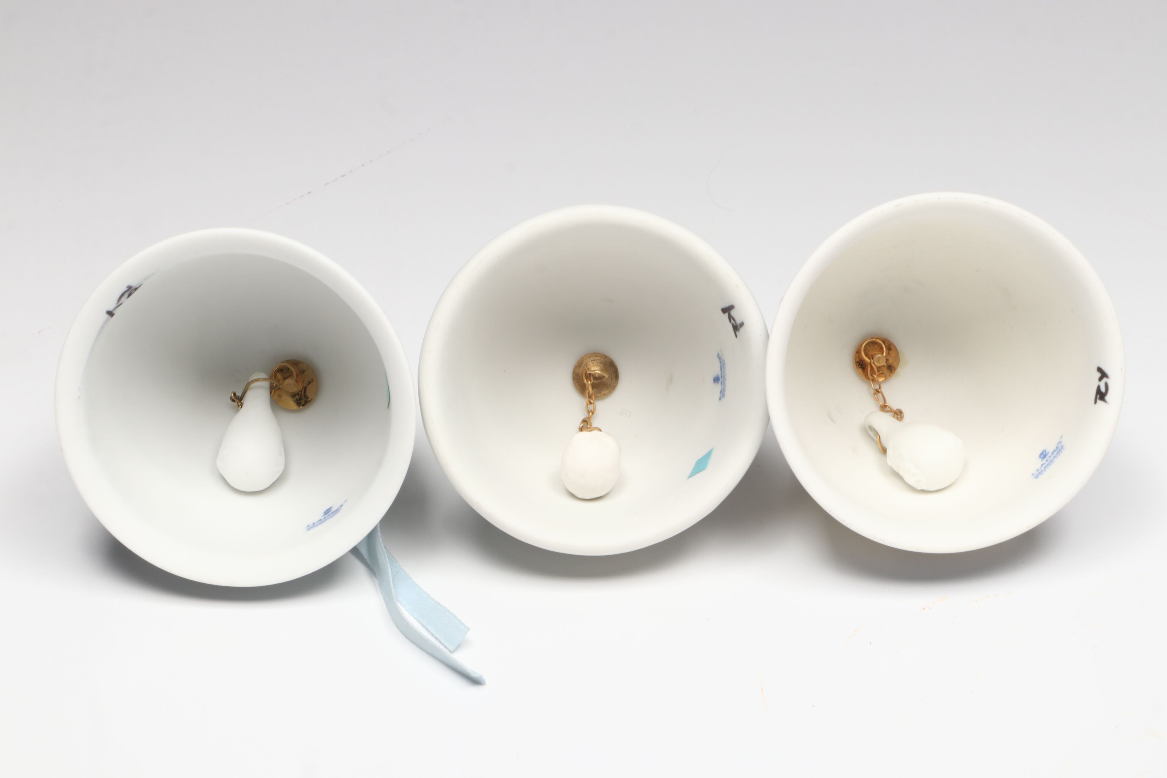 Lladró "Following Her Cats" Porcelain Figurine and Annual Porcelain Bells