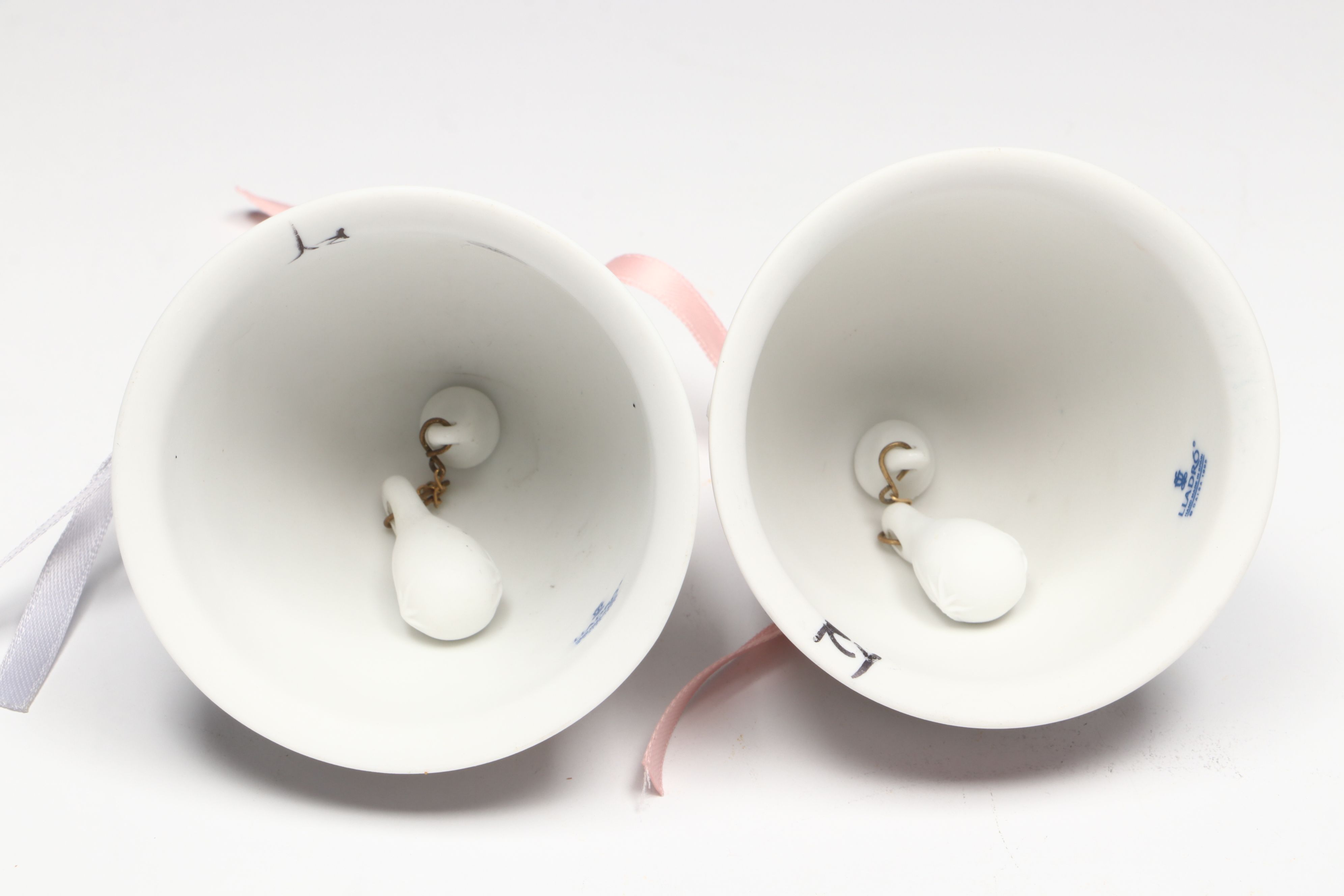 Lladró "Following Her Cats" Porcelain Figurine and Annual Porcelain Bells