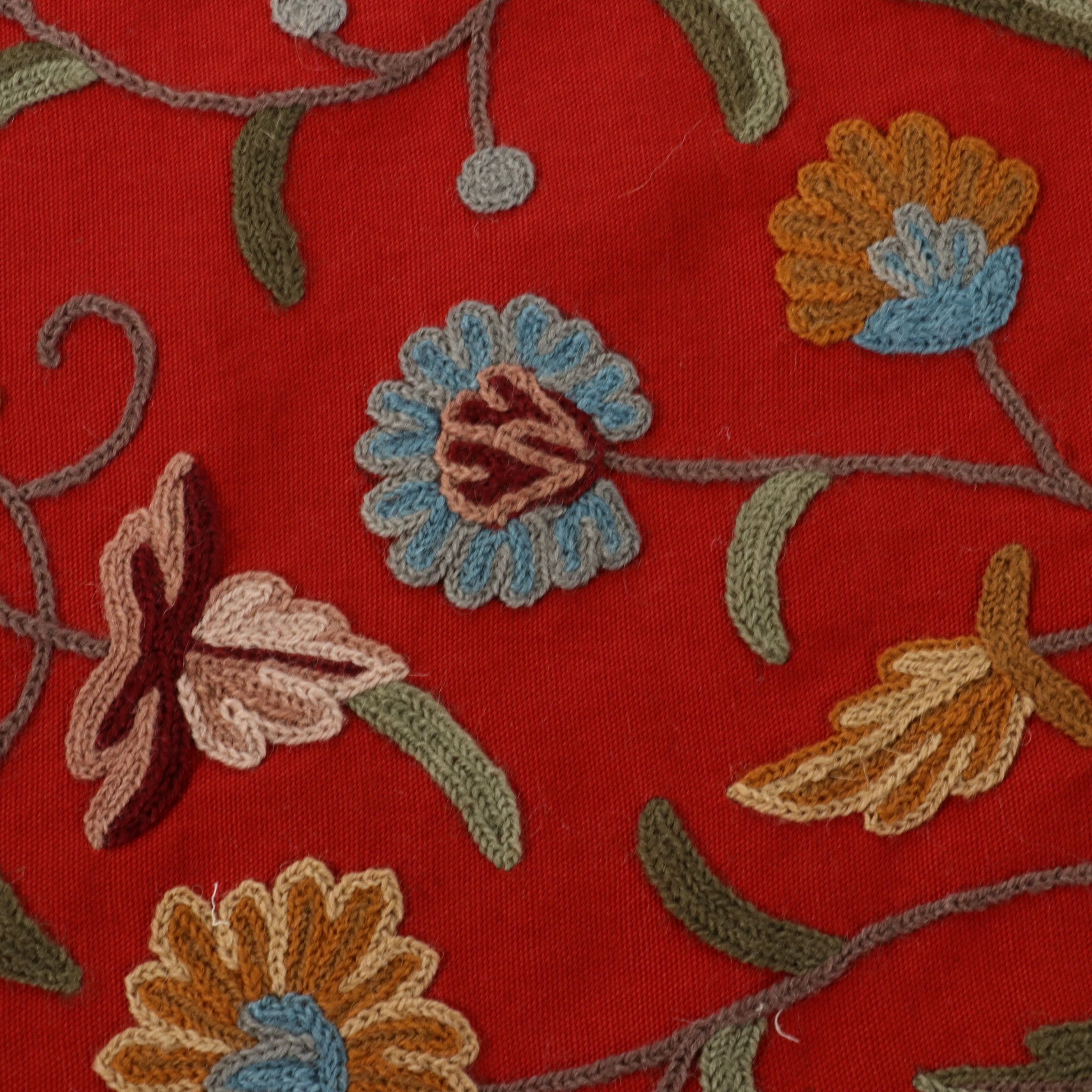 Decorator Crewel Embroidered Partial Fabric Bolt