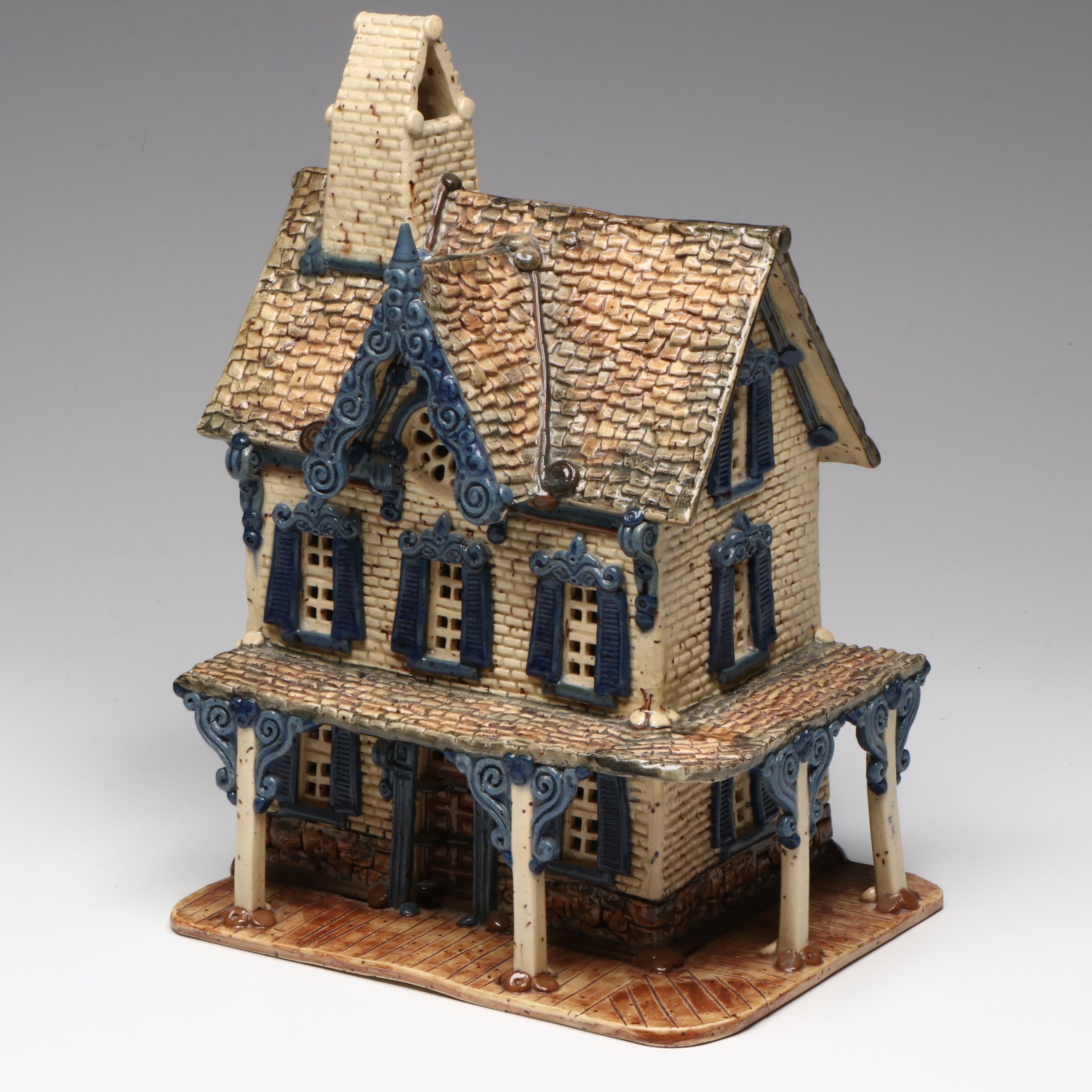 Clocktower, Farmhouse and Tudor Cottage Ceramic Village Candle Holders