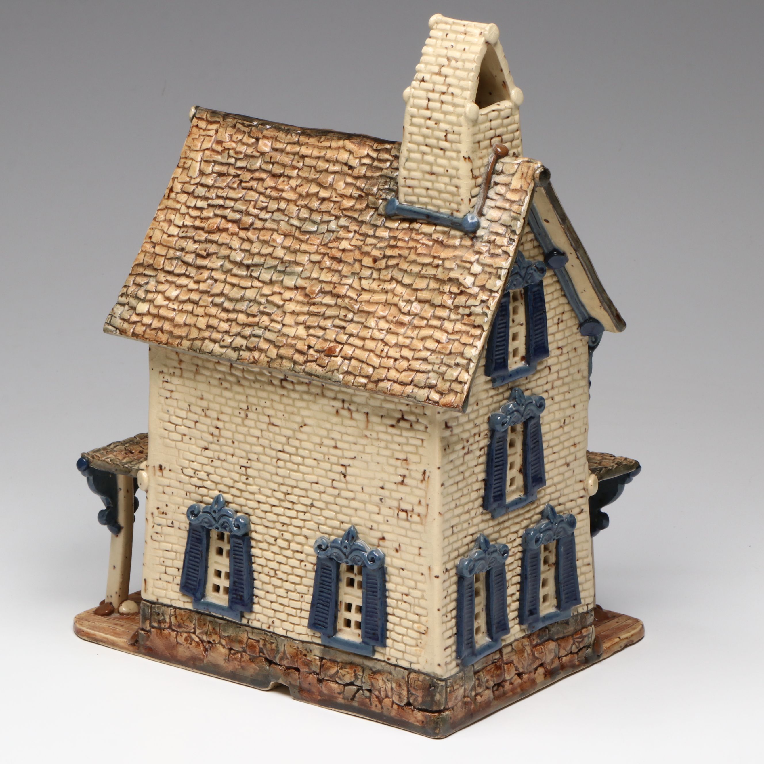 Clocktower, Farmhouse and Tudor Cottage Ceramic Village Candle Holders
