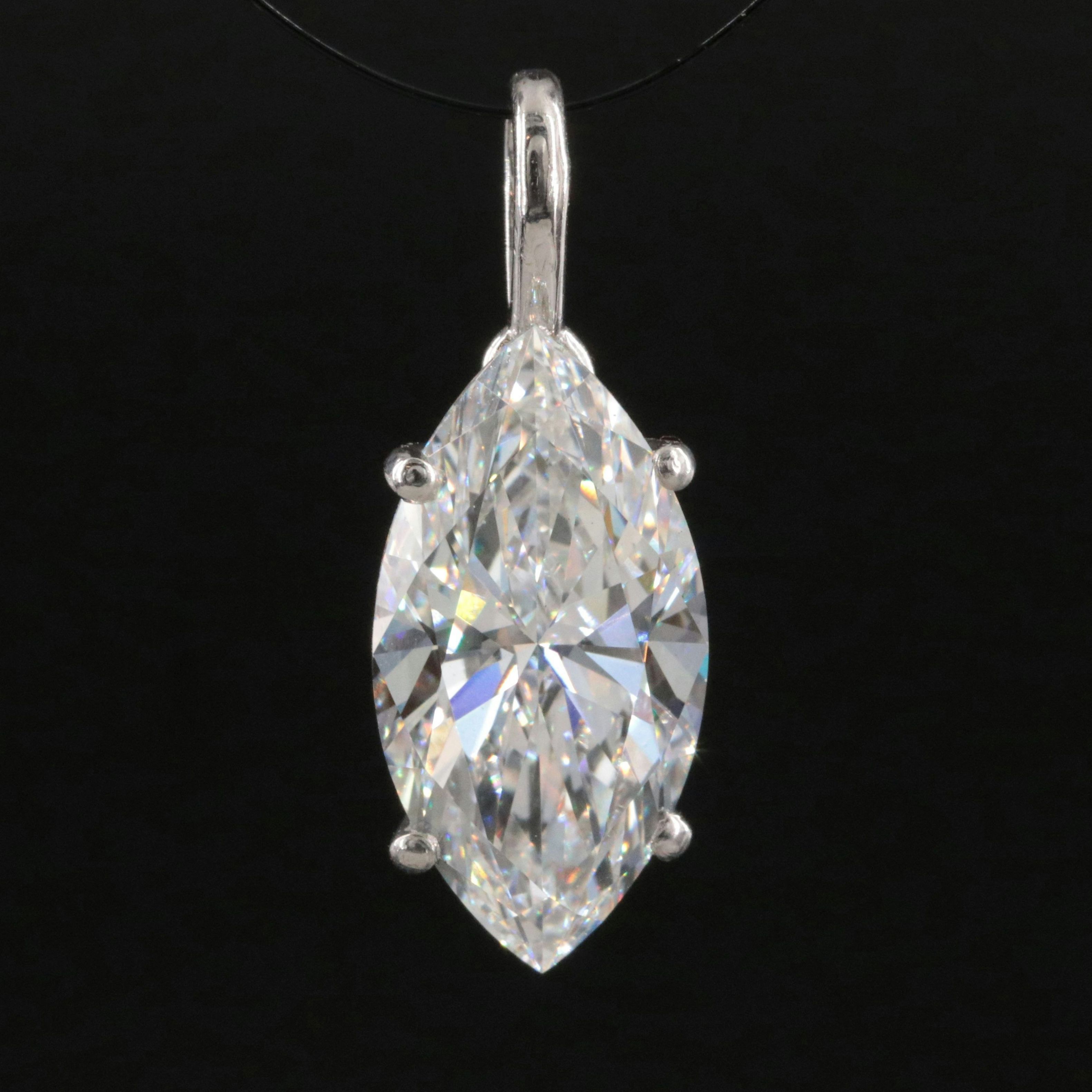 Platinum 2.47 CT Lab Grown Diamond  Solitaire Pendant