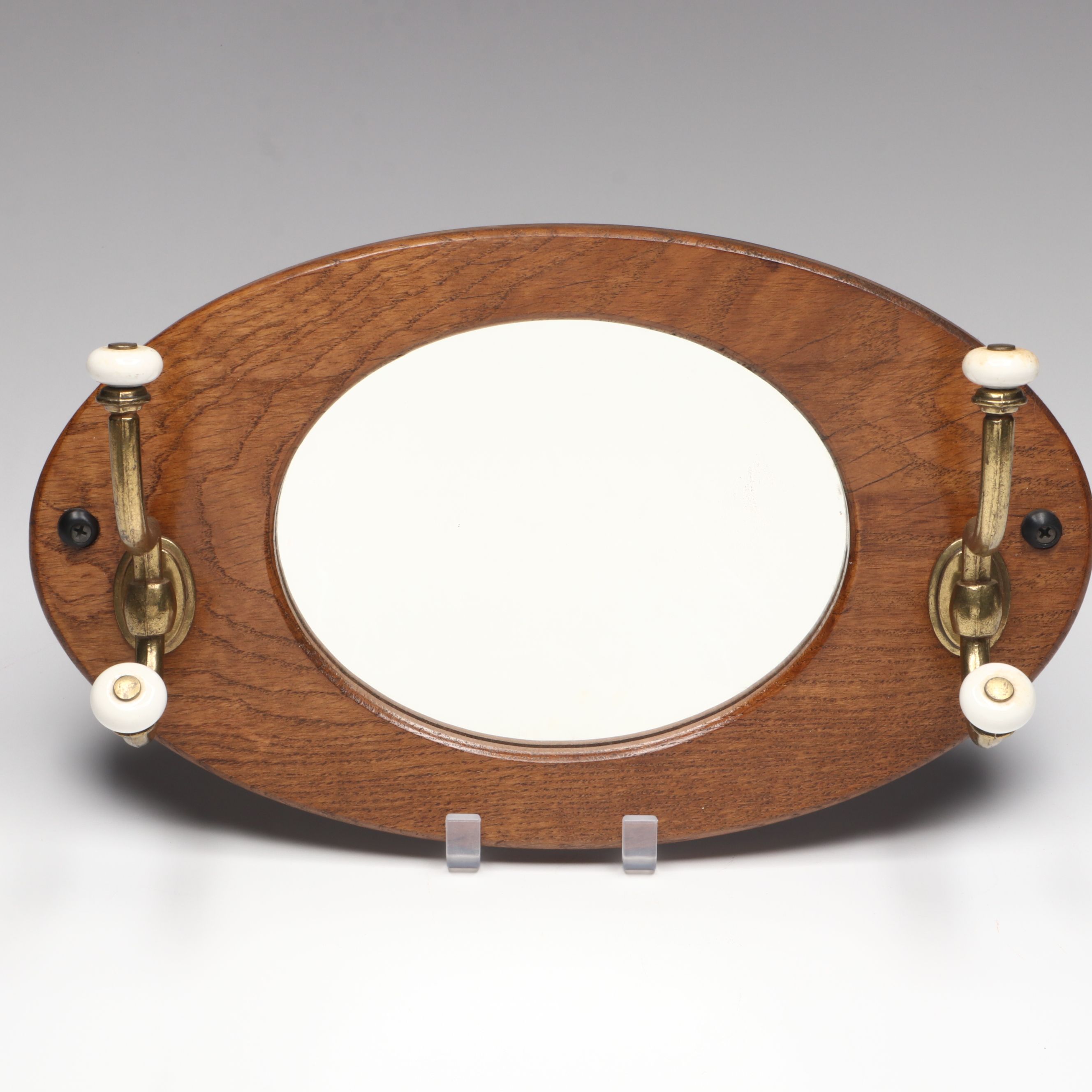 Stones & Sons Blackburn Wood Cased Wall Clock with Mirrored Wall Hat Rack