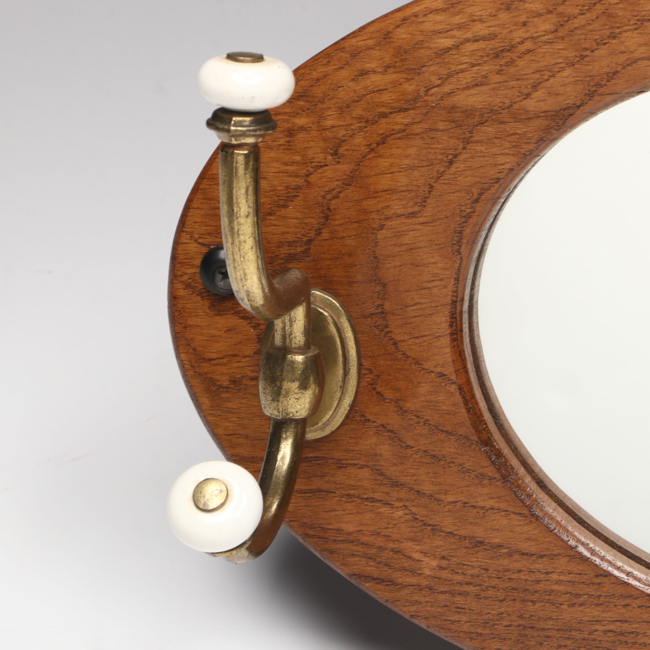 Stones & Sons Blackburn Wood Cased Wall Clock with Mirrored Wall Hat Rack